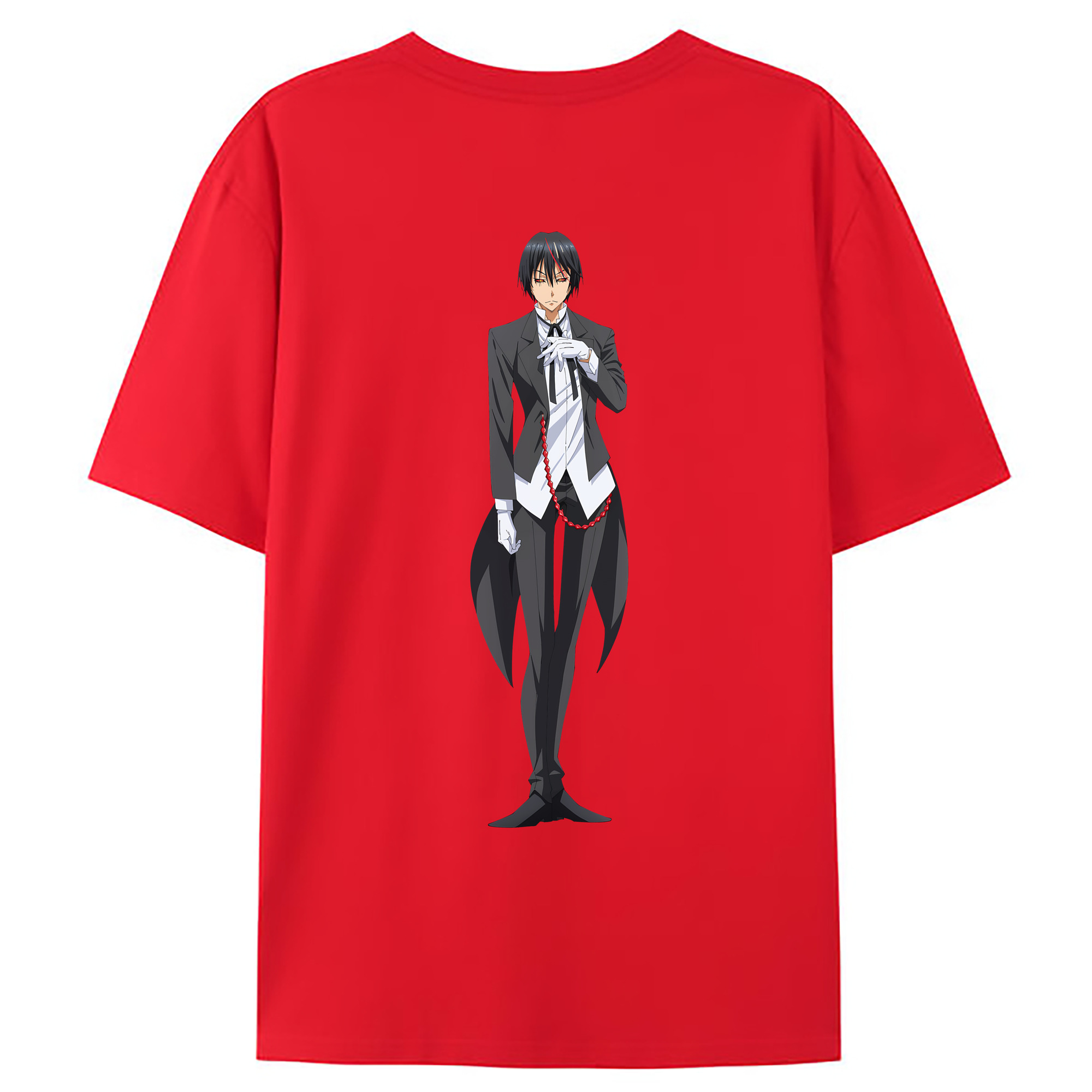 （画像用） 転スラ Regarding Reincarnated to Slime 綿100％ メンズ半袖Tシャツ（バックプリント） 通気性