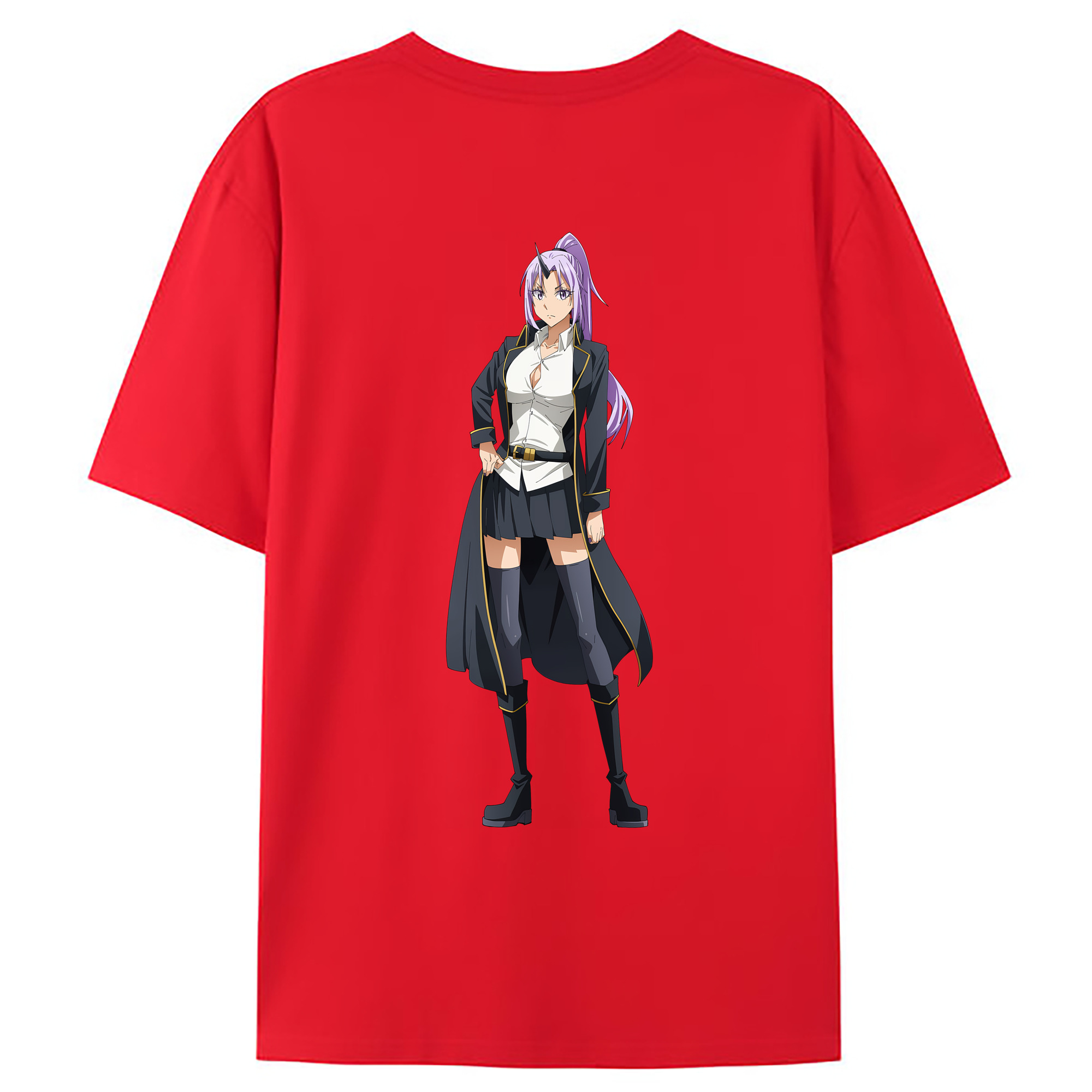 （画像用） 転スラ Regarding Reincarnated to Slime 綿100％ メンズ半袖Tシャツ（バックプリント） 通気性