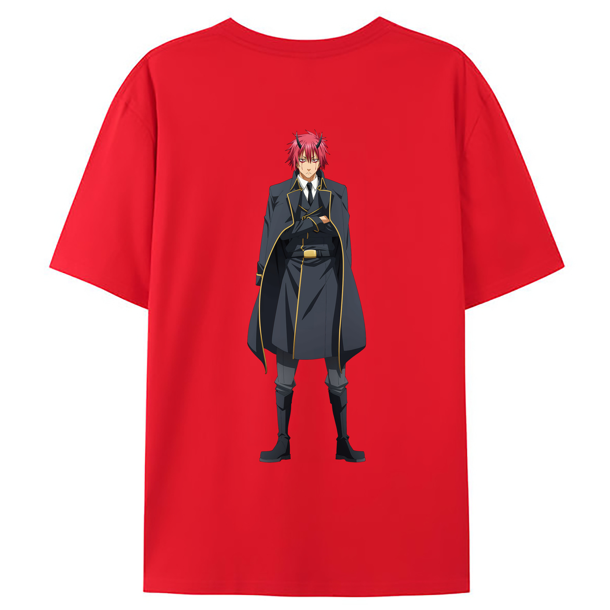 （画像用） 転スラ Regarding Reincarnated to Slime 綿100％ メンズ半袖Tシャツ（バックプリント） 通気性