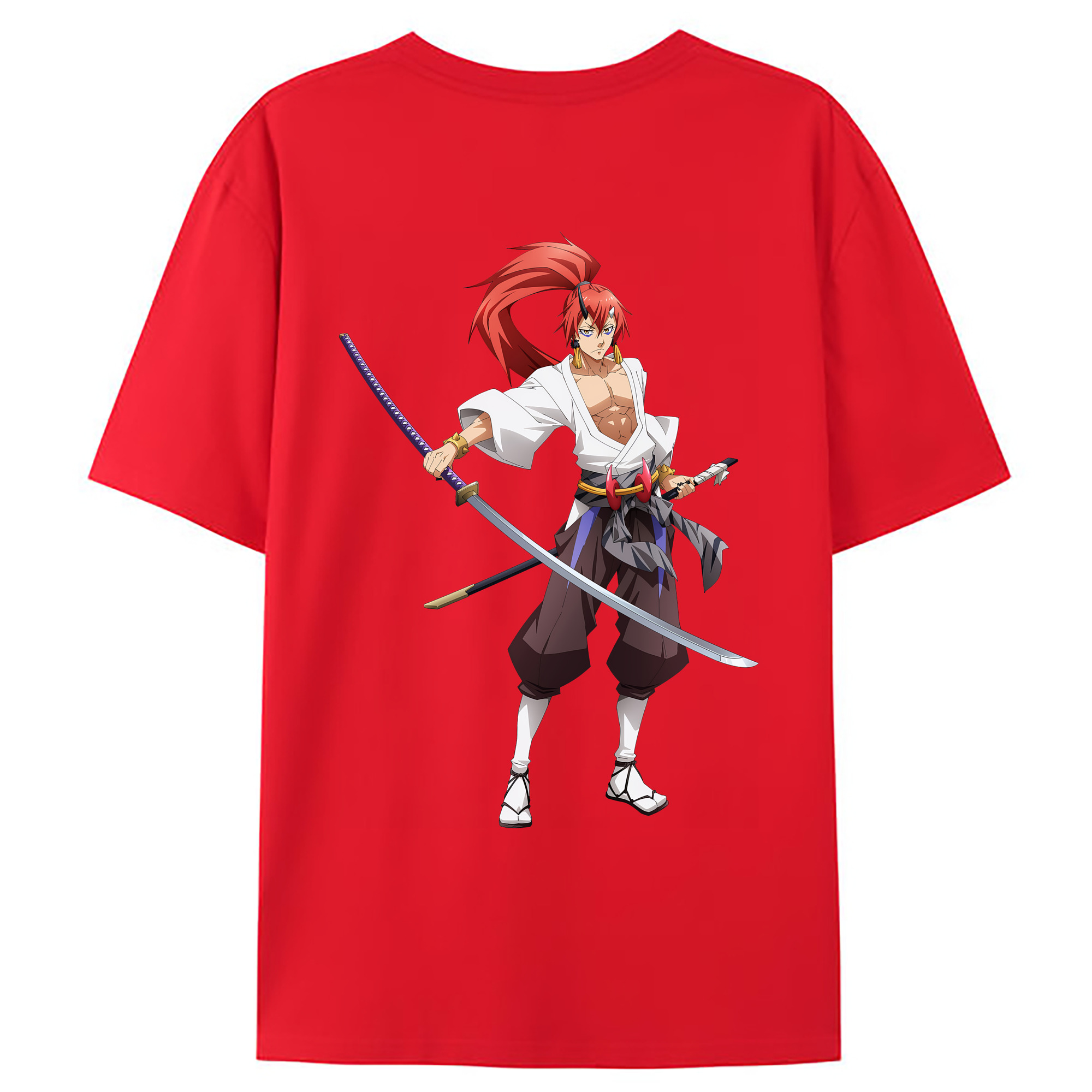 （画像用） 転スラ Regarding Reincarnated to Slime 綿100％ メンズ半袖Tシャツ（バックプリント） 通気性