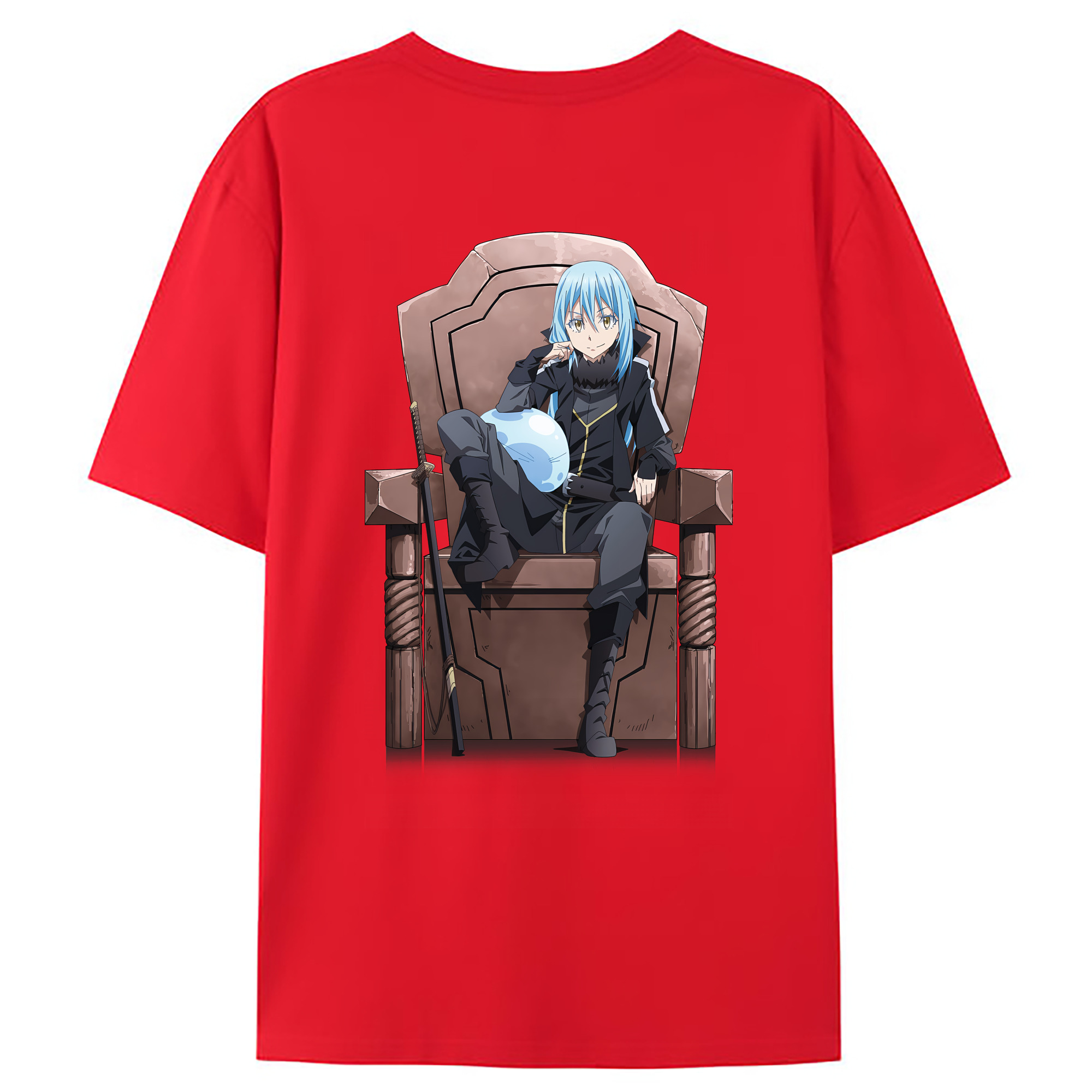 （画像用） 転スラ Regarding Reincarnated to Slime 綿100％ メンズ半袖Tシャツ（バックプリント） 通気性