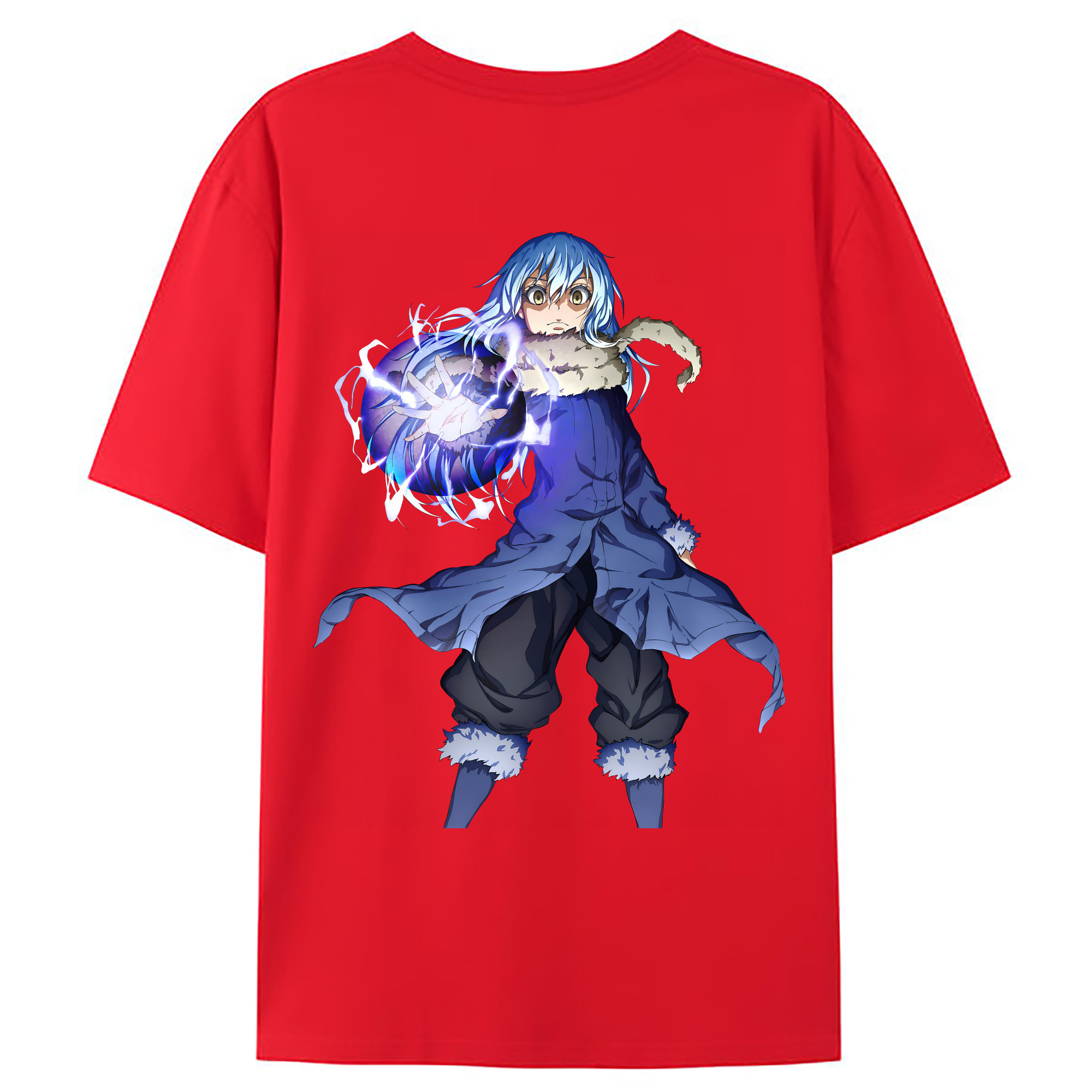 （画像用） 転スラ Regarding Reincarnated to Slime 綿100％ メンズ半袖Tシャツ（バックプリント） 通気性