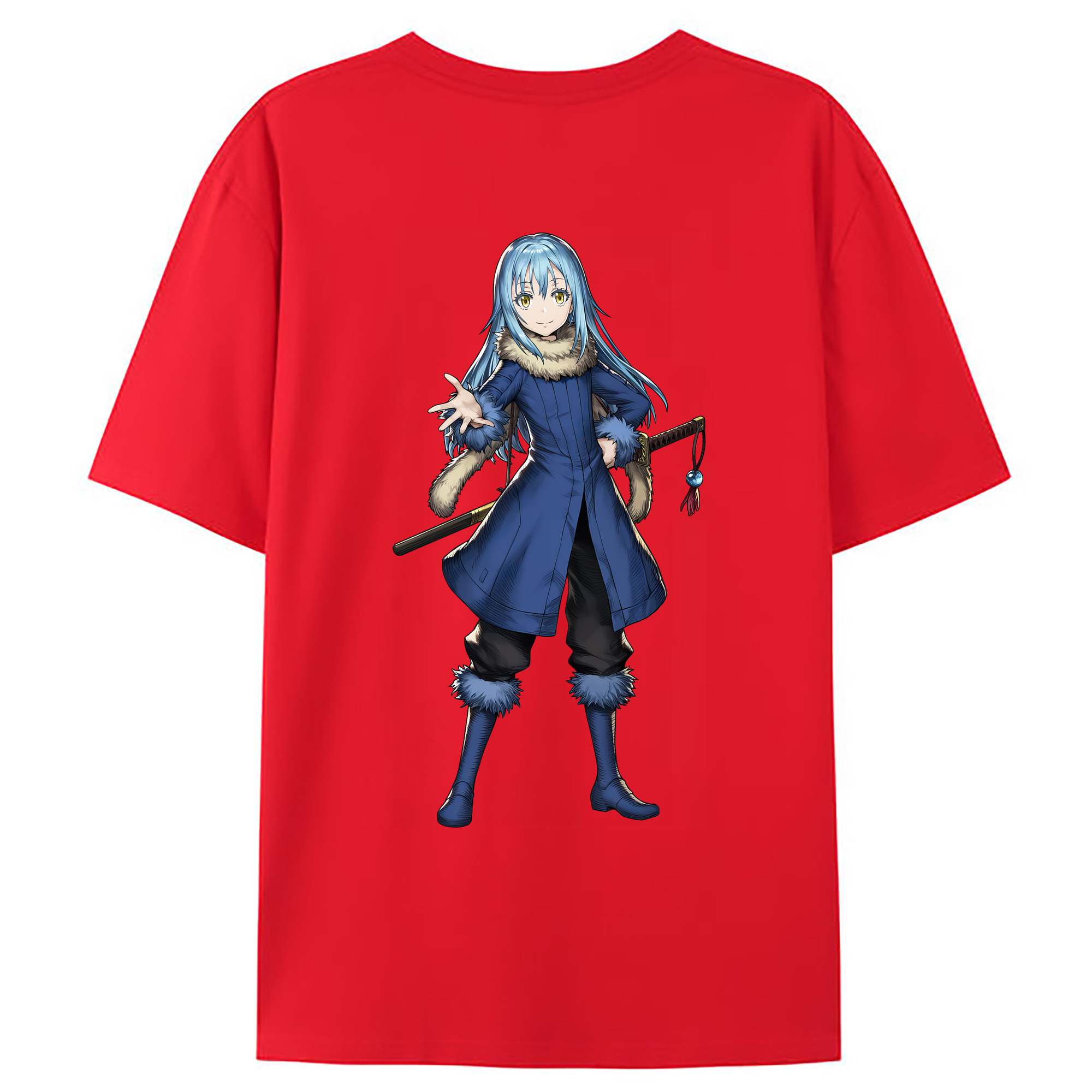 （画像用） 転スラ Regarding Reincarnated to Slime 綿100％ メンズ半袖Tシャツ（バックプリント） 通気性