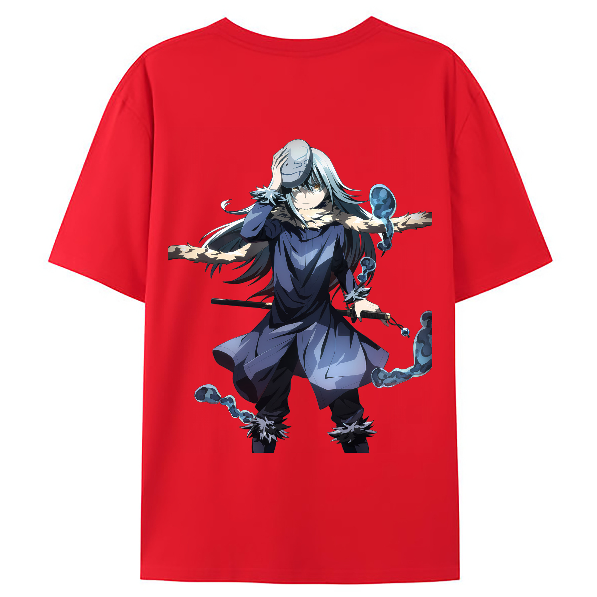 （画像用） 転スラ Regarding Reincarnated to Slime 綿100％ メンズ半袖Tシャツ（バックプリント） 通気性