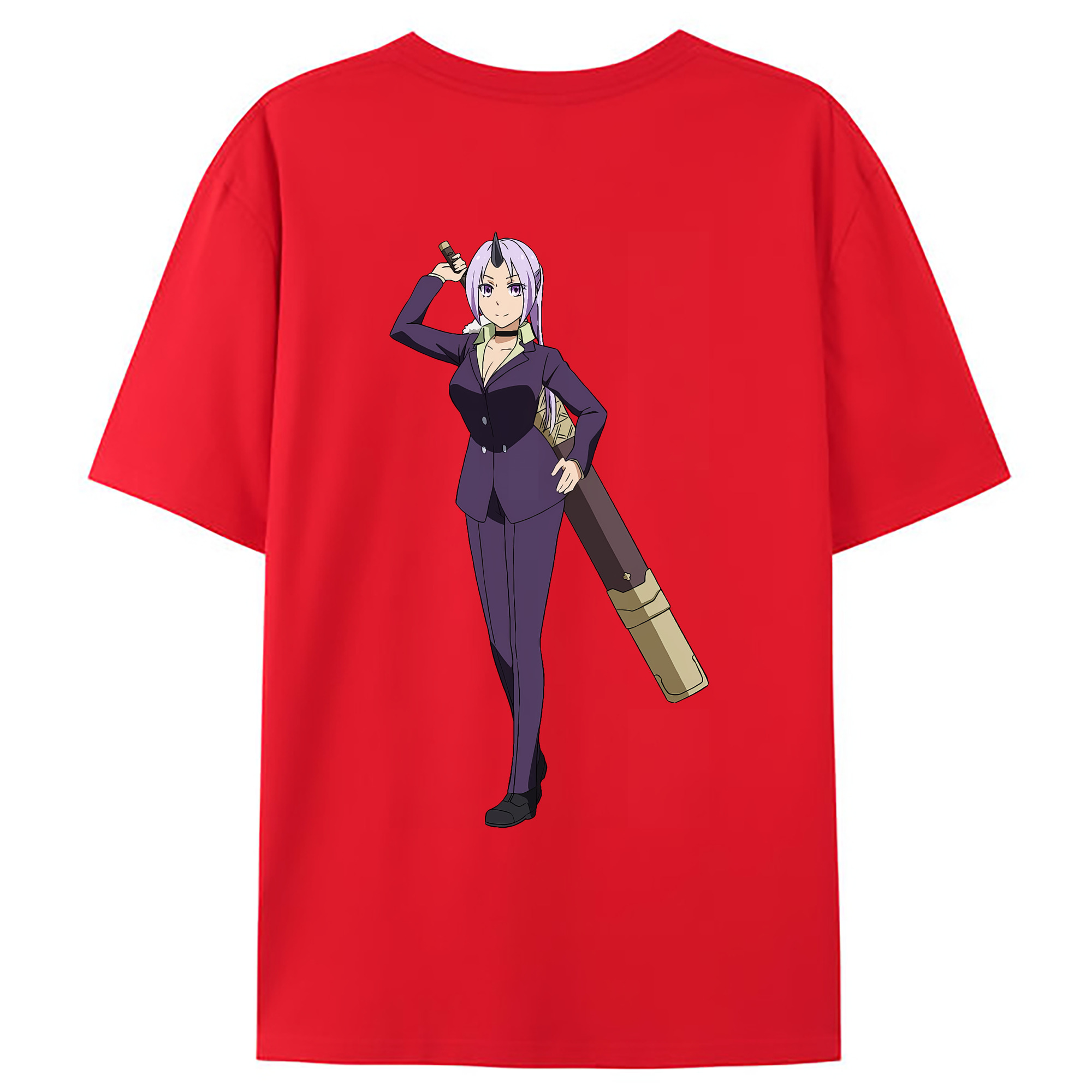 （画像用） 転スラ Regarding Reincarnated to Slime 綿100％ メンズ半袖Tシャツ（バックプリント） 通気性
