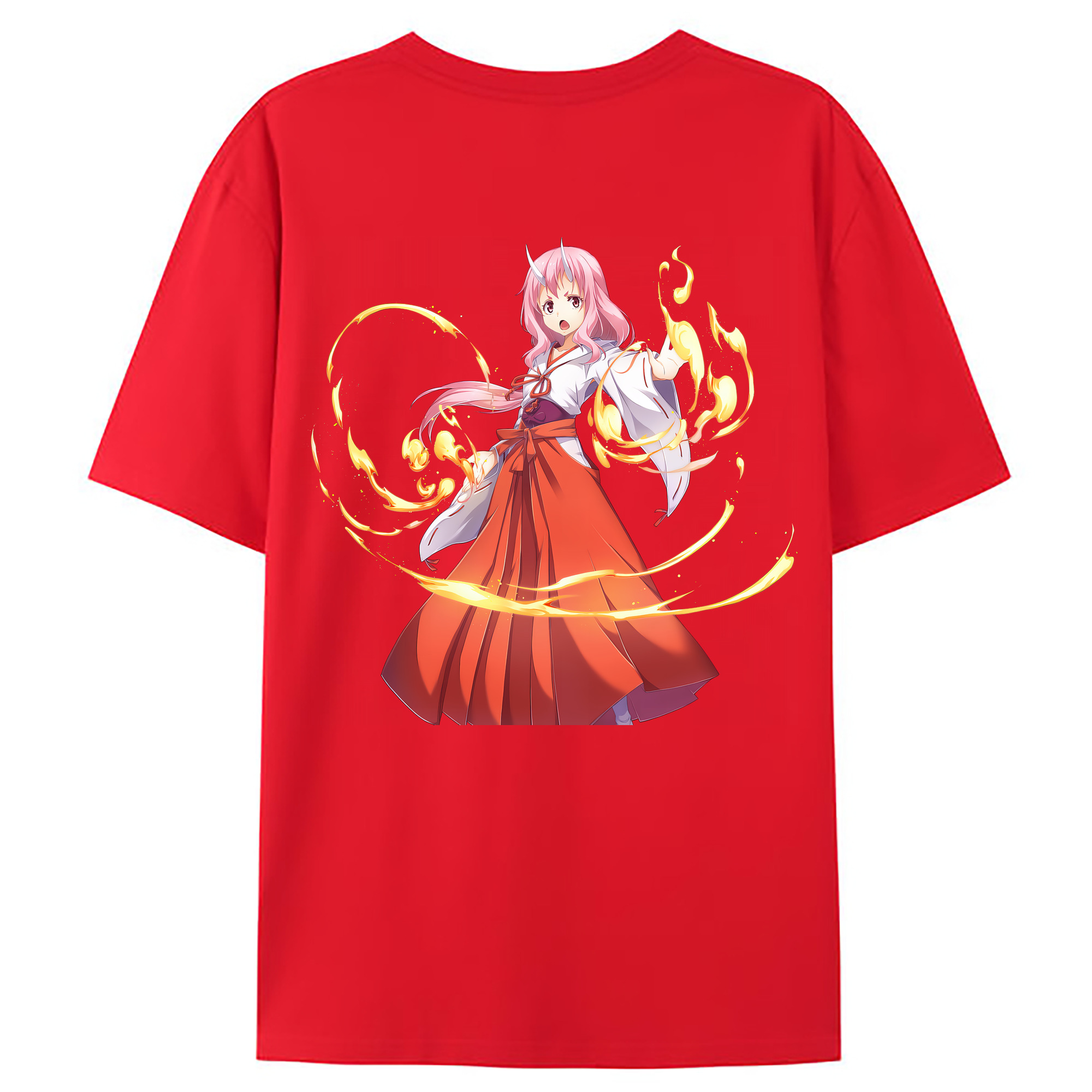 （画像用） 転スラ Regarding Reincarnated to Slime 綿100％ メンズ半袖Tシャツ（バックプリント） 通気性