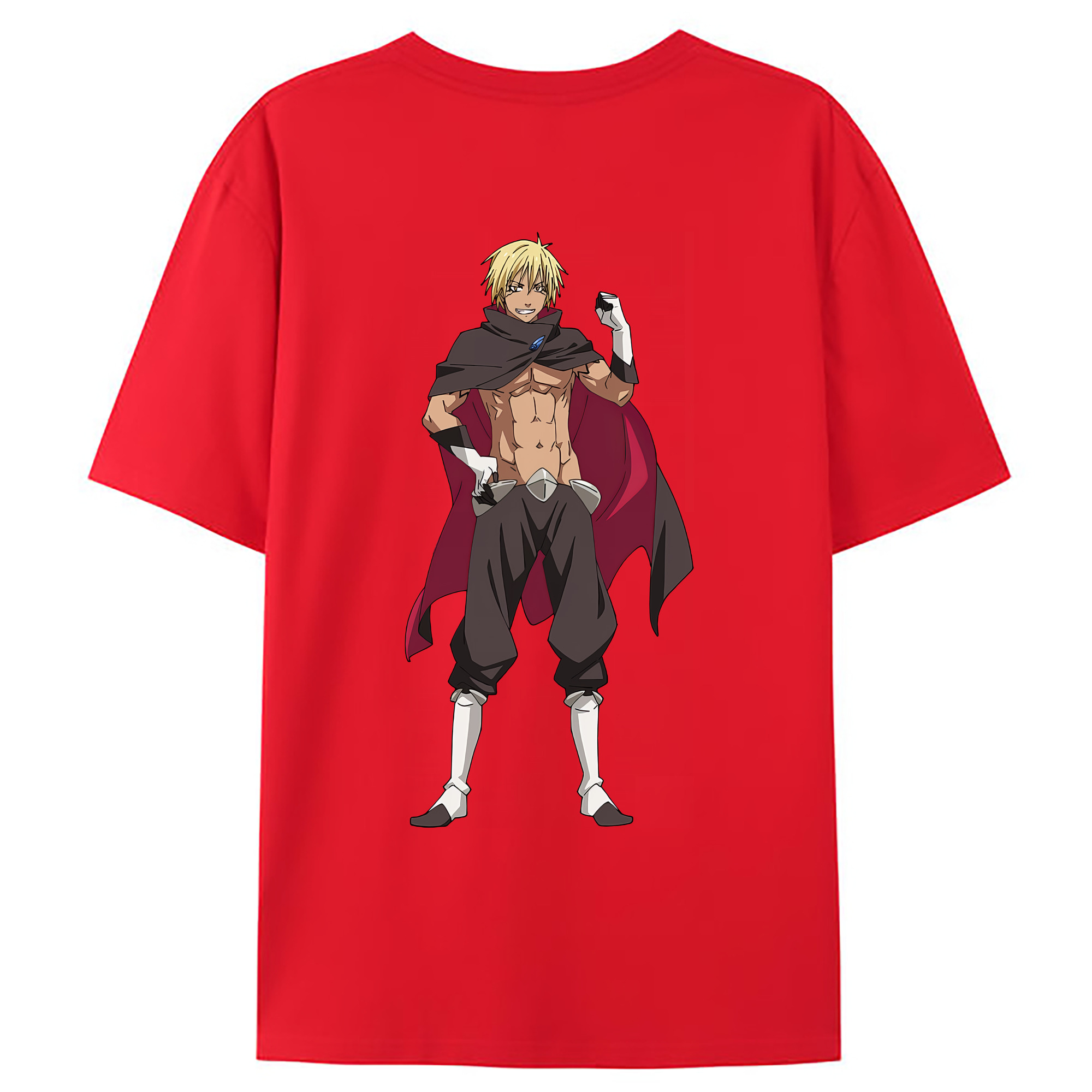 （画像用） 転スラ Regarding Reincarnated to Slime 綿100％ メンズ半袖Tシャツ（バックプリント） 通気性