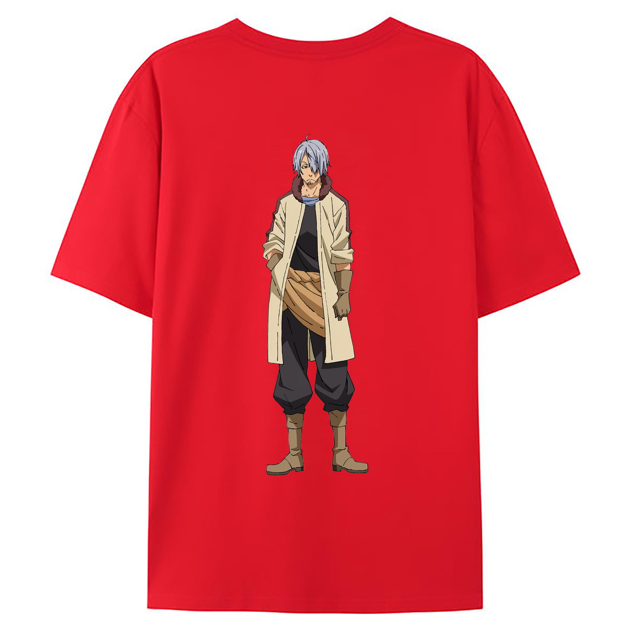 （画像用） 転スラ Regarding Reincarnated to Slime 綿100％ メンズ半袖Tシャツ（バックプリント） 通気性