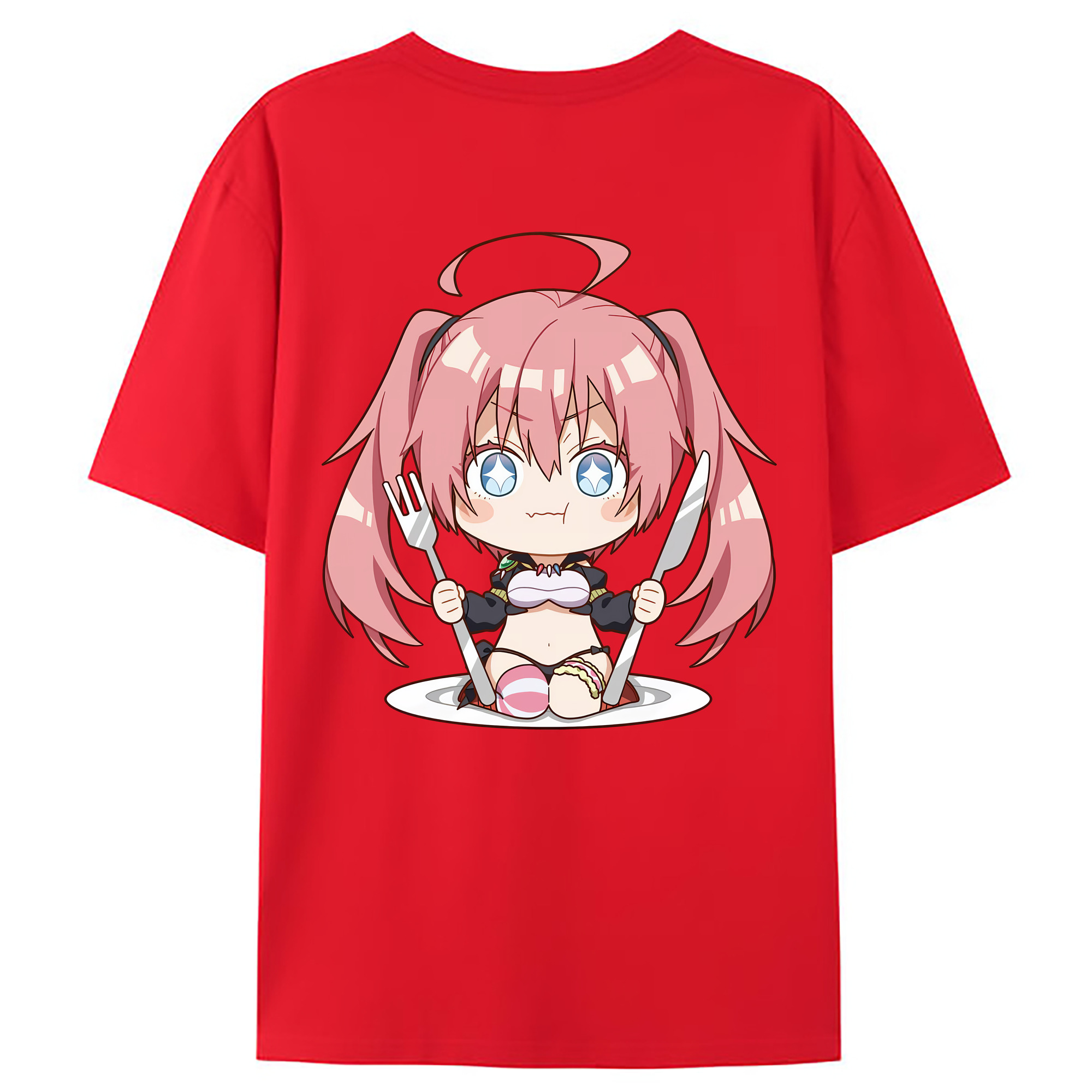 （画像用） 転スラ Regarding Reincarnated to Slime 綿100％ メンズ半袖Tシャツ（バックプリント） 通気性