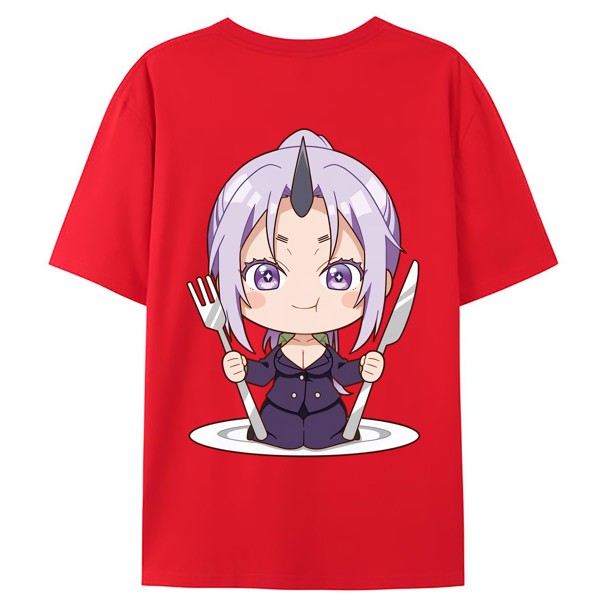 （画像用） 転スラ Regarding Reincarnated to Slime 綿100％ メンズ半袖Tシャツ（バックプリント） 通気性