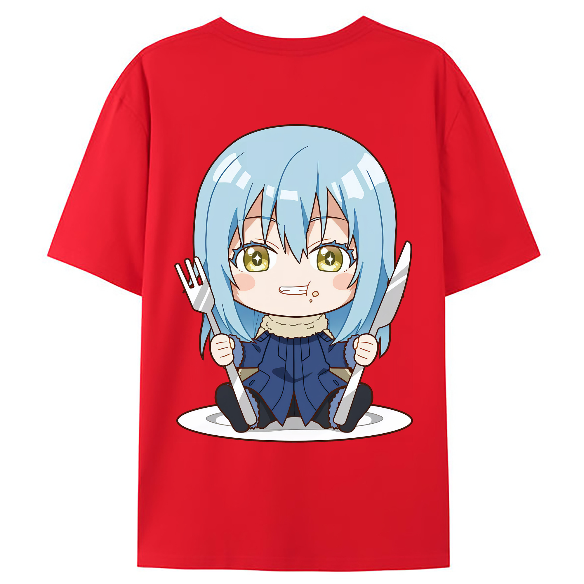 （画像用） 転スラ Regarding Reincarnated to Slime 綿100％ メンズ半袖Tシャツ（バックプリント） 通気性