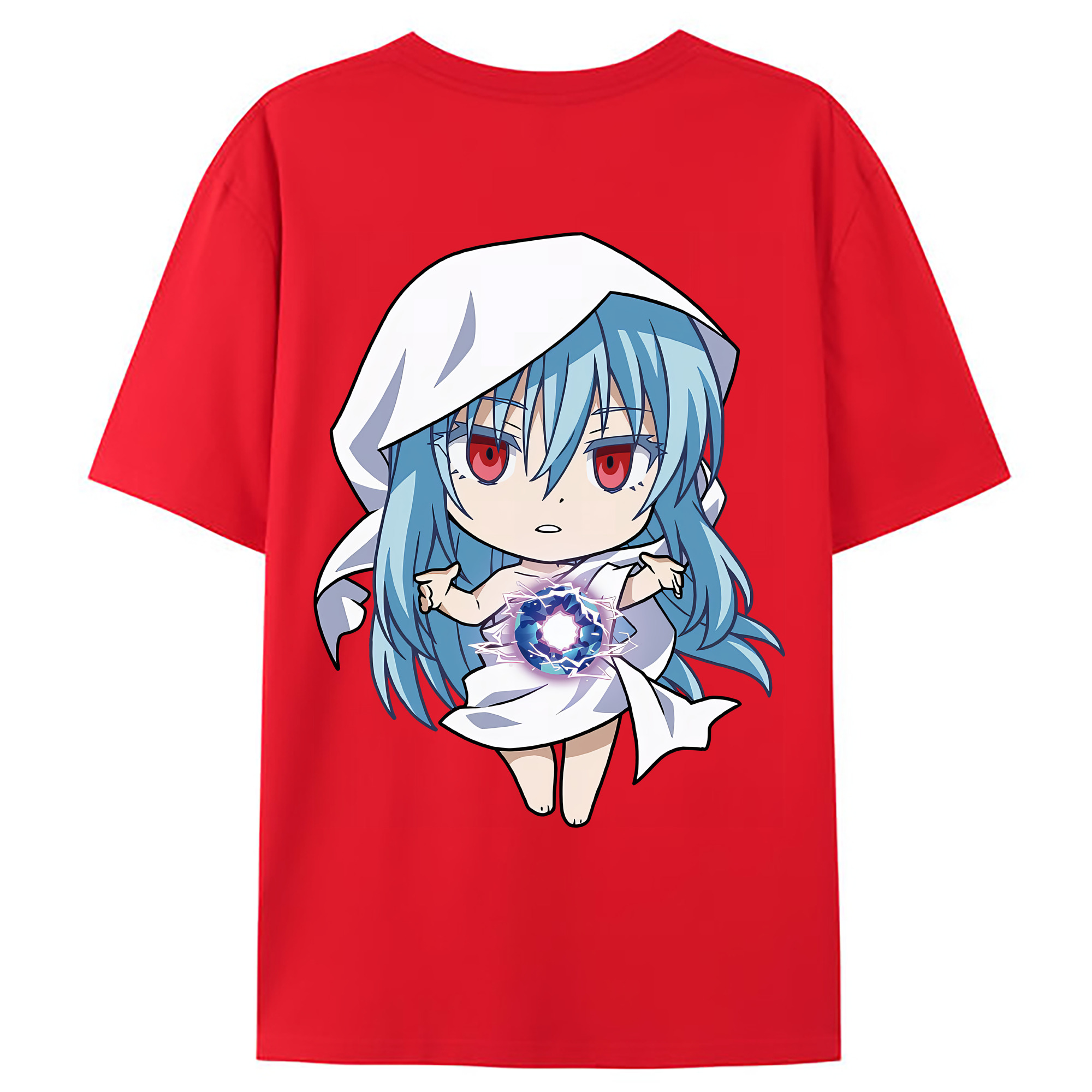 （画像用） 転スラ Regarding Reincarnated to Slime 綿100％ メンズ半袖Tシャツ（バックプリント） 通気性