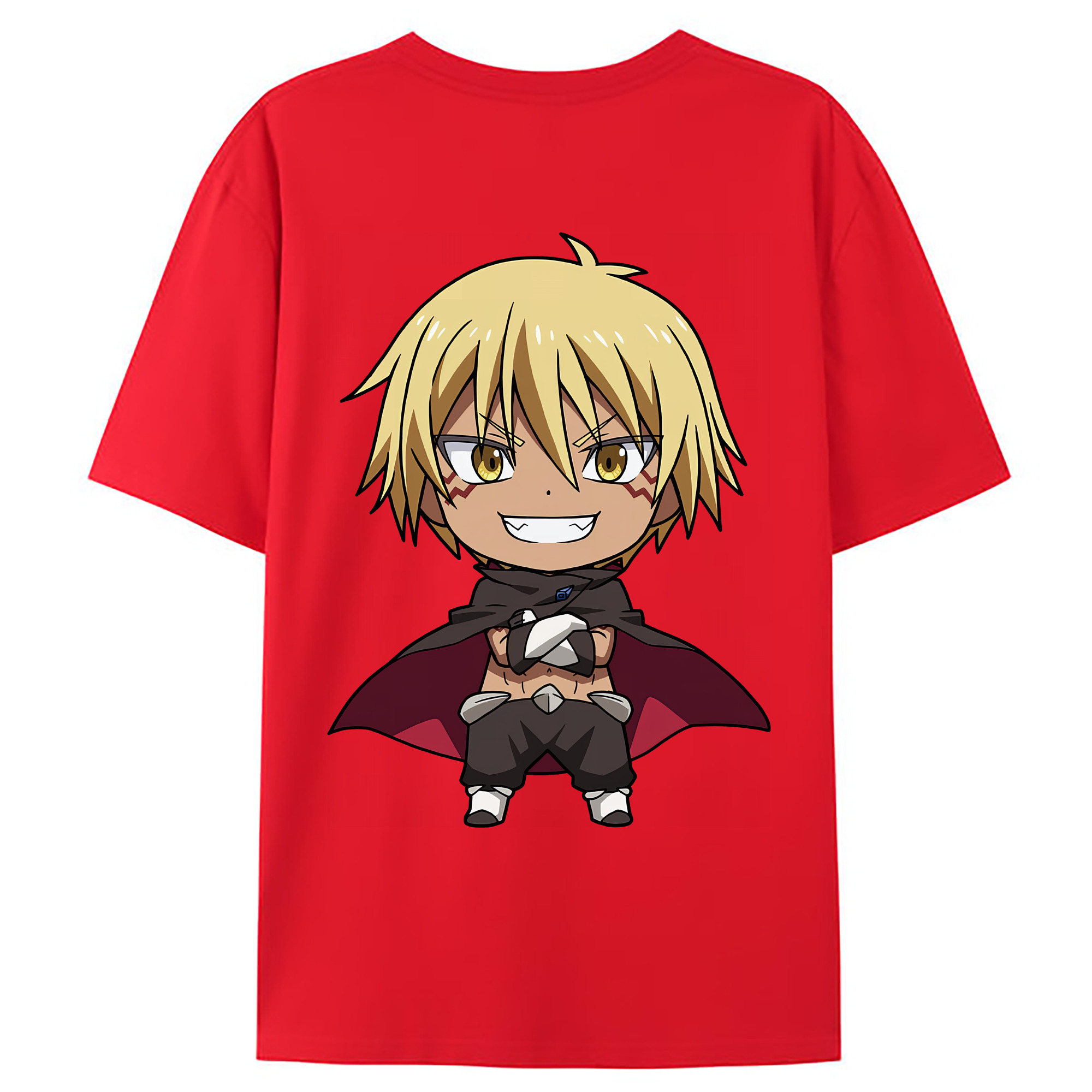 （画像用） 転スラ Regarding Reincarnated to Slime 綿100％ メンズ半袖Tシャツ（バックプリント） 通気性
