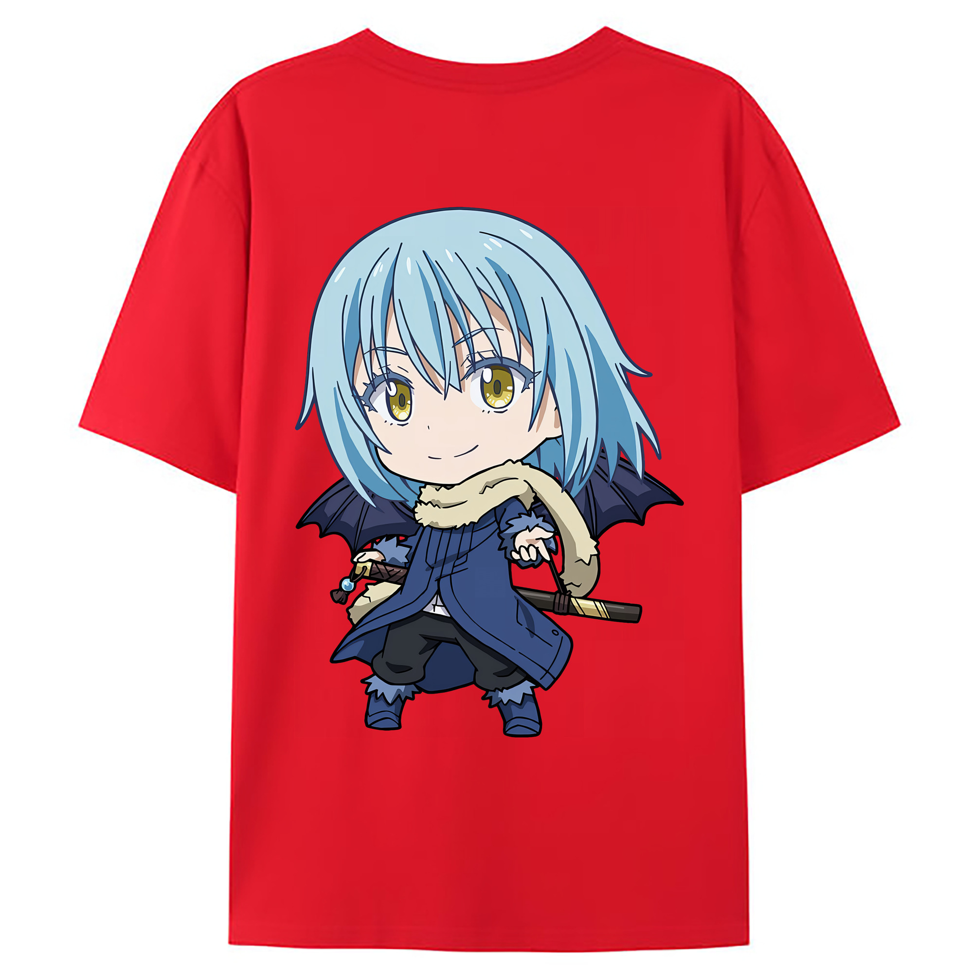（画像用） 転スラ Regarding Reincarnated to Slime 綿100％ メンズ半袖Tシャツ（バックプリント） 通気性