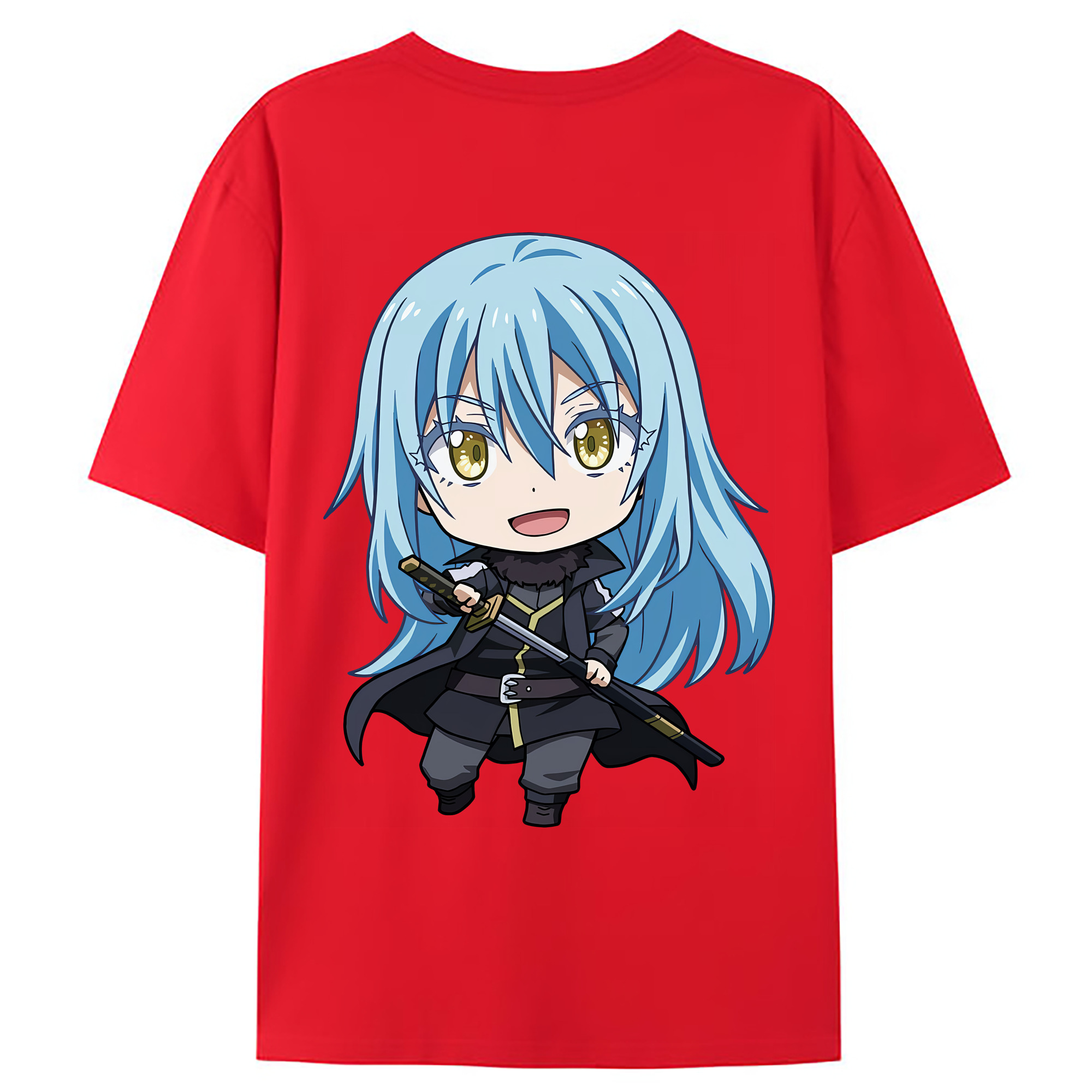 （画像用） 転スラ Regarding Reincarnated to Slime 綿100％ メンズ半袖Tシャツ（バックプリント） 通気性