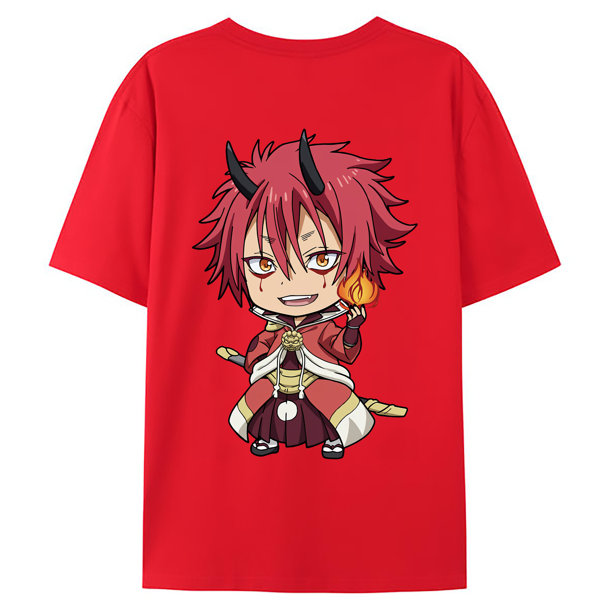 （画像用） 転スラ Regarding Reincarnated to Slime 綿100％ メンズ半袖Tシャツ（バックプリント） 通気性