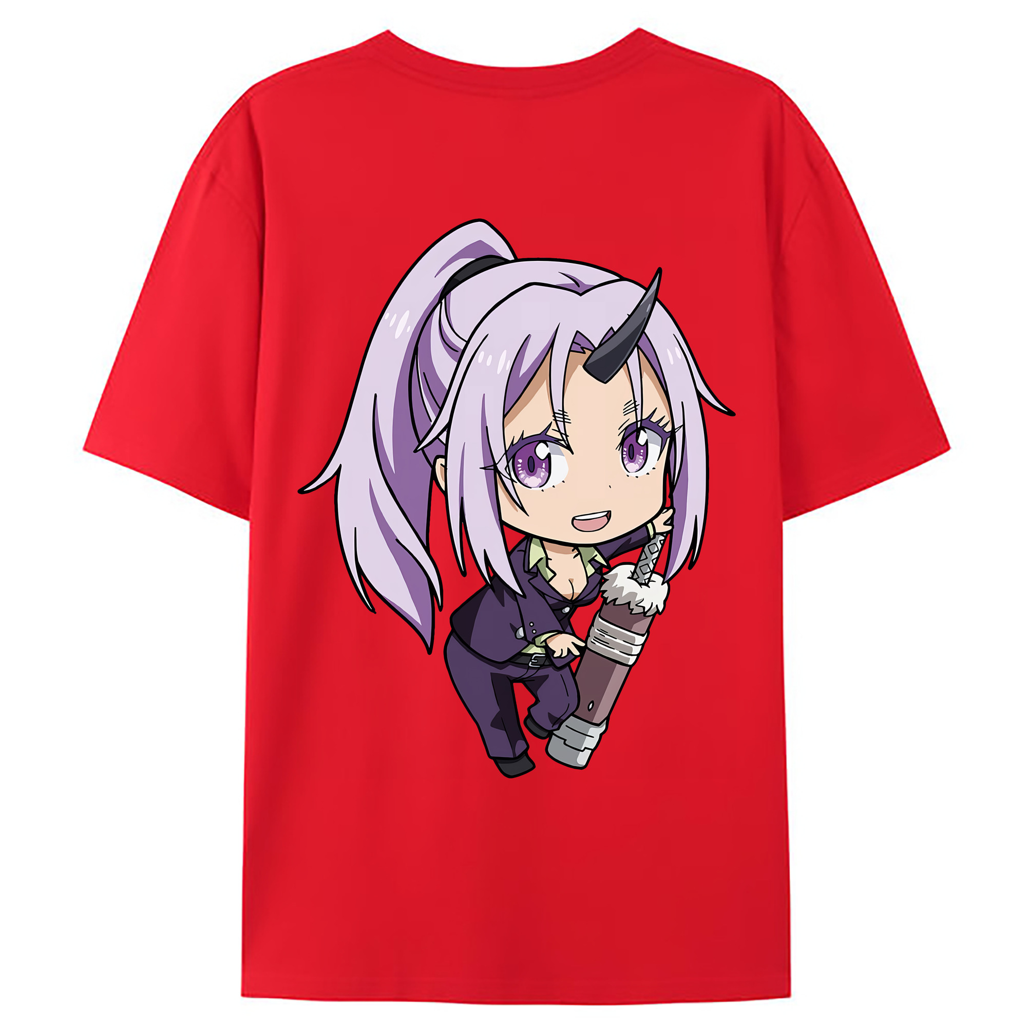 （画像用） 転スラ Regarding Reincarnated to Slime 綿100％ メンズ半袖Tシャツ（バックプリント） 通気性