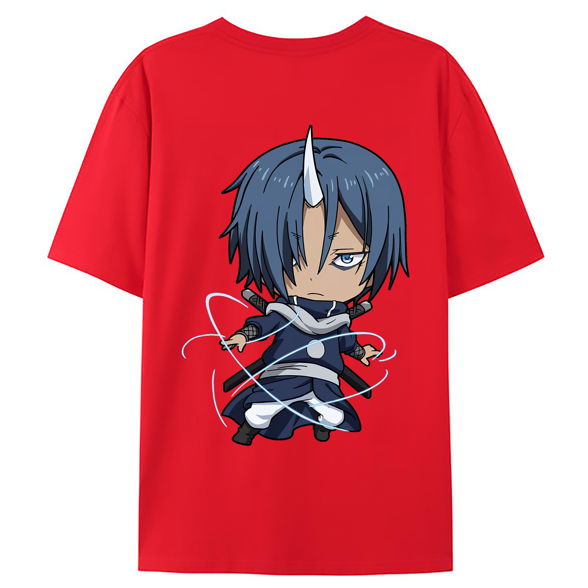 （画像用） 転スラ Regarding Reincarnated to Slime 綿100％ メンズ半袖Tシャツ（バックプリント） 通気性