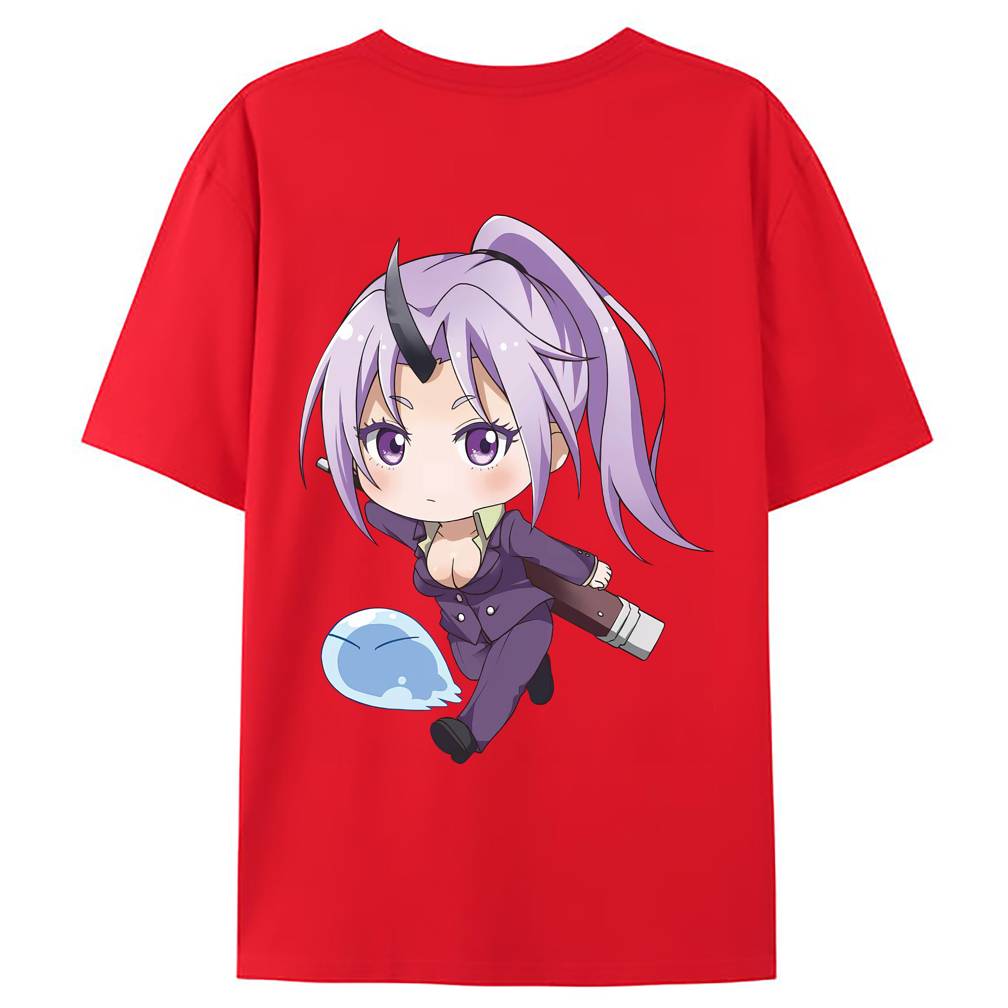 （画像用） 転スラ Regarding Reincarnated to Slime 綿100％ メンズ半袖Tシャツ（バックプリント） 通気性