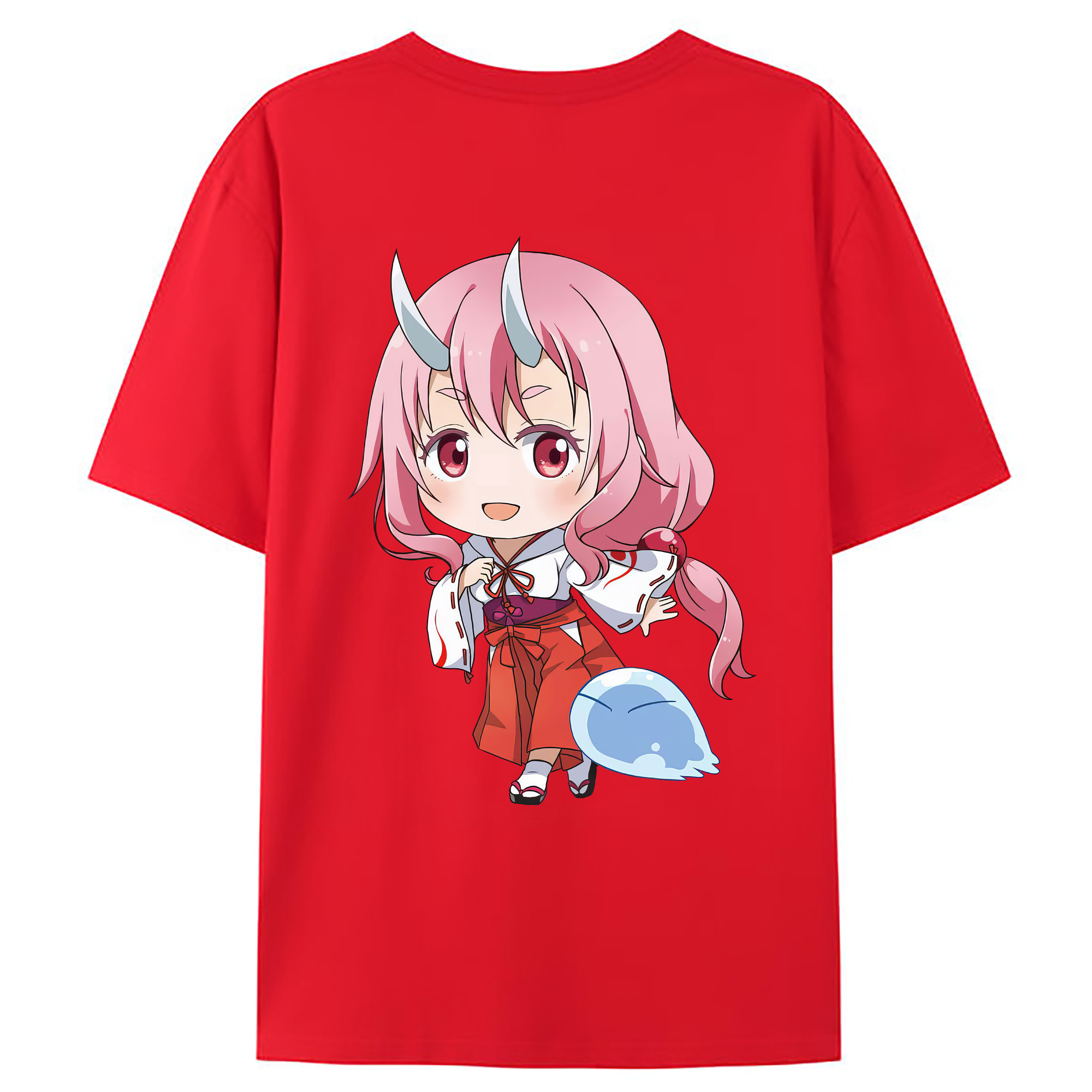 （画像用） 転スラ Regarding Reincarnated to Slime 綿100％ メンズ半袖Tシャツ（バックプリント） 通気性