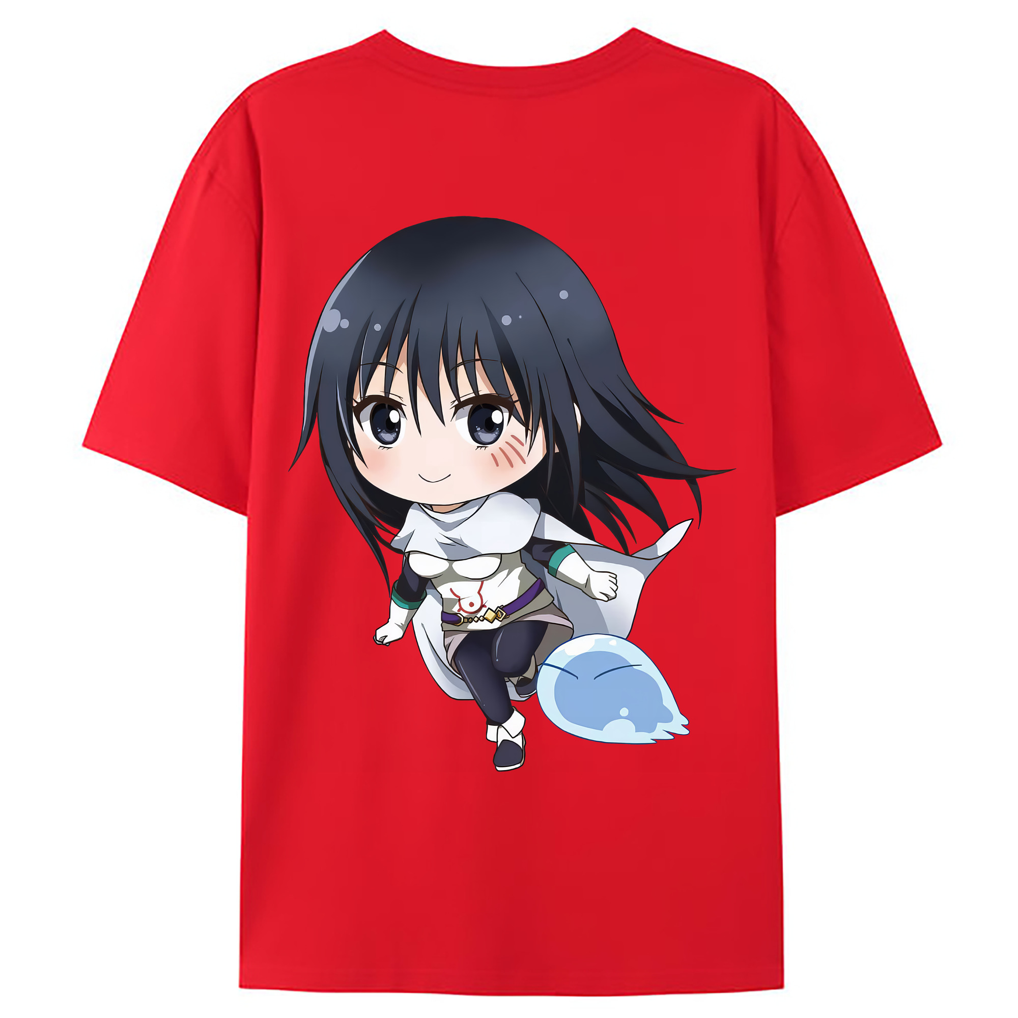 （画像用） 転スラ Regarding Reincarnated to Slime 綿100％ メンズ半袖Tシャツ（バックプリント） 通気性