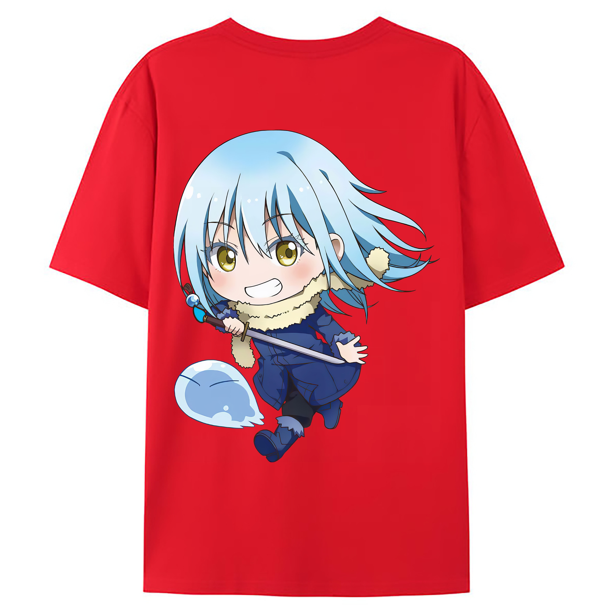 （画像用） 転スラ Regarding Reincarnated to Slime 綿100％ メンズ半袖Tシャツ（バックプリント） 通気性