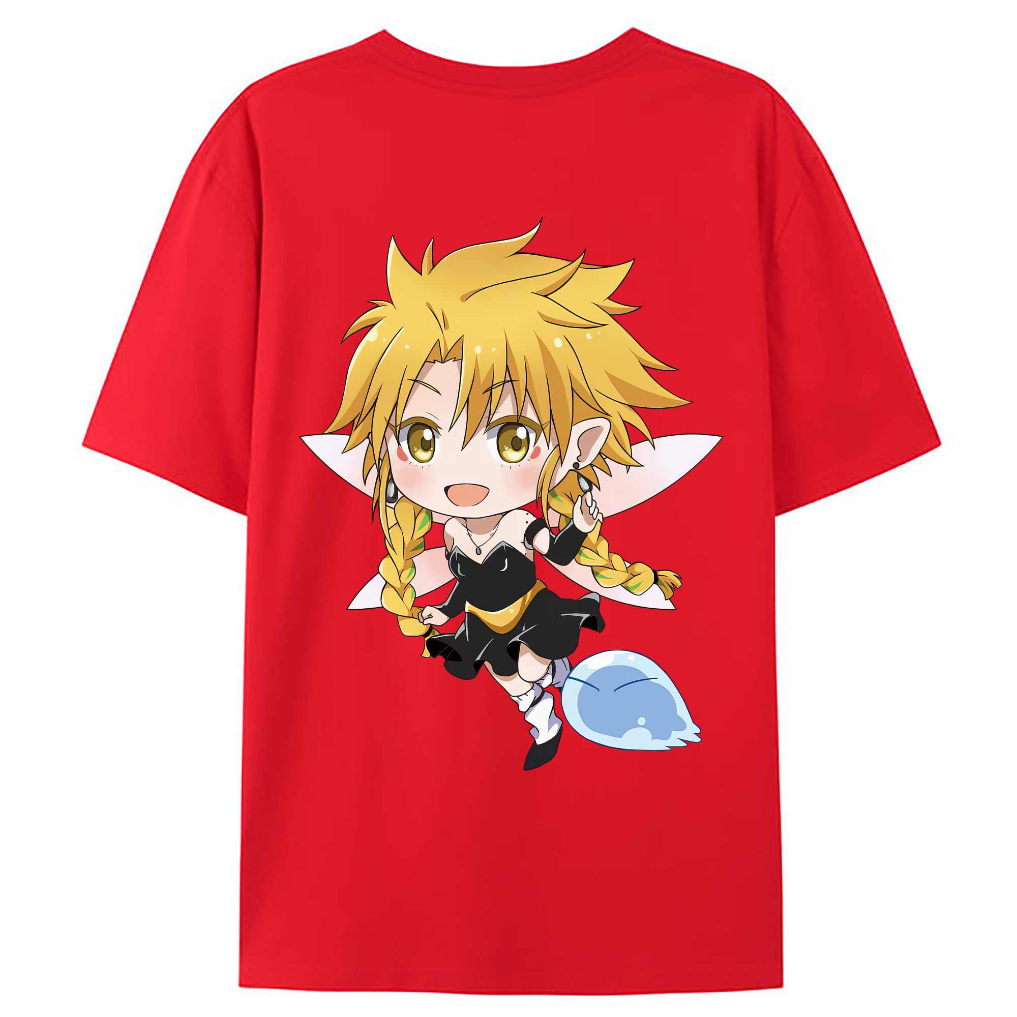 （画像用） 転スラ Regarding Reincarnated to Slime 綿100％ メンズ半袖Tシャツ（バックプリント） 通気性
