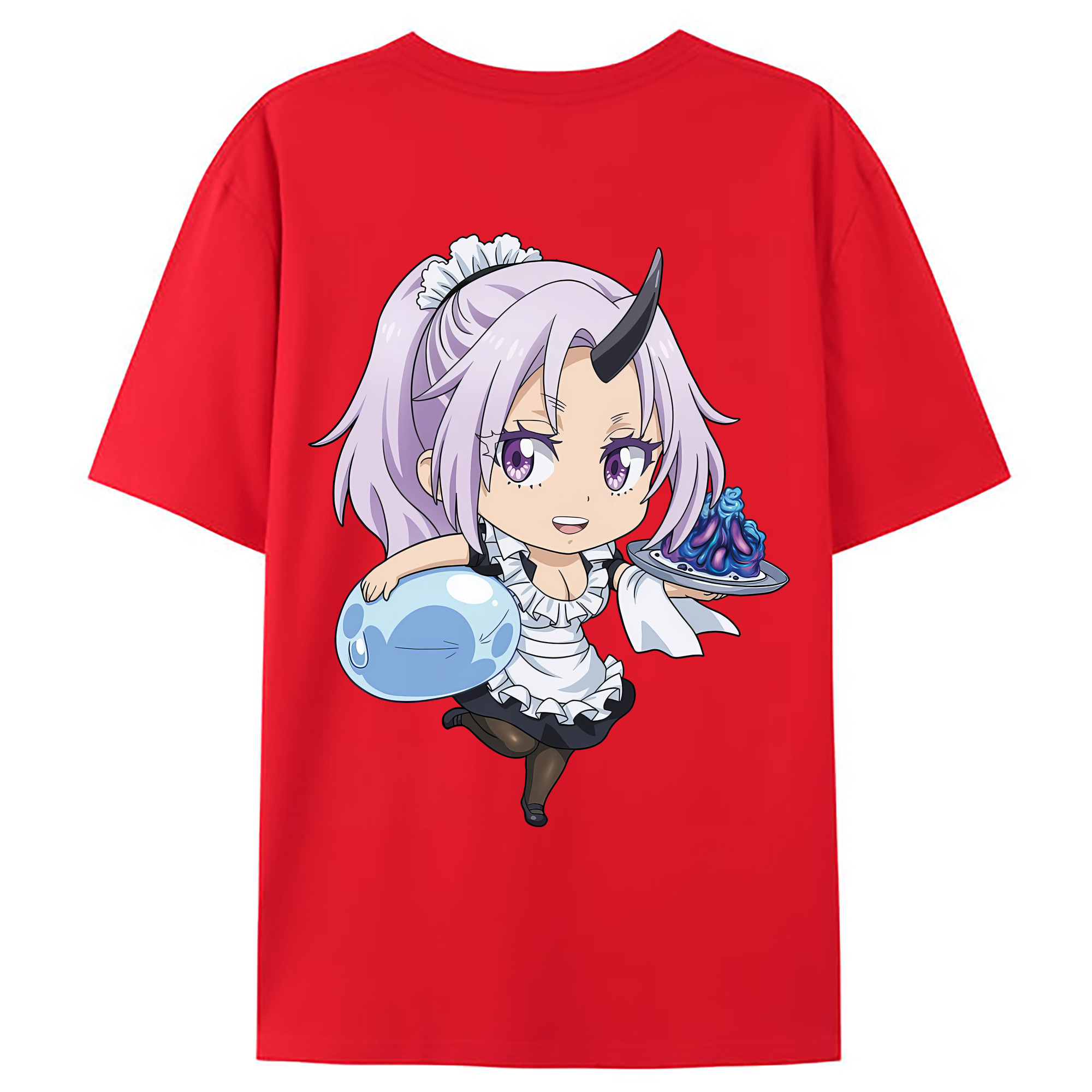 （画像用） 転スラ Regarding Reincarnated to Slime 綿100％ メンズ半袖Tシャツ（バックプリント） 通気性