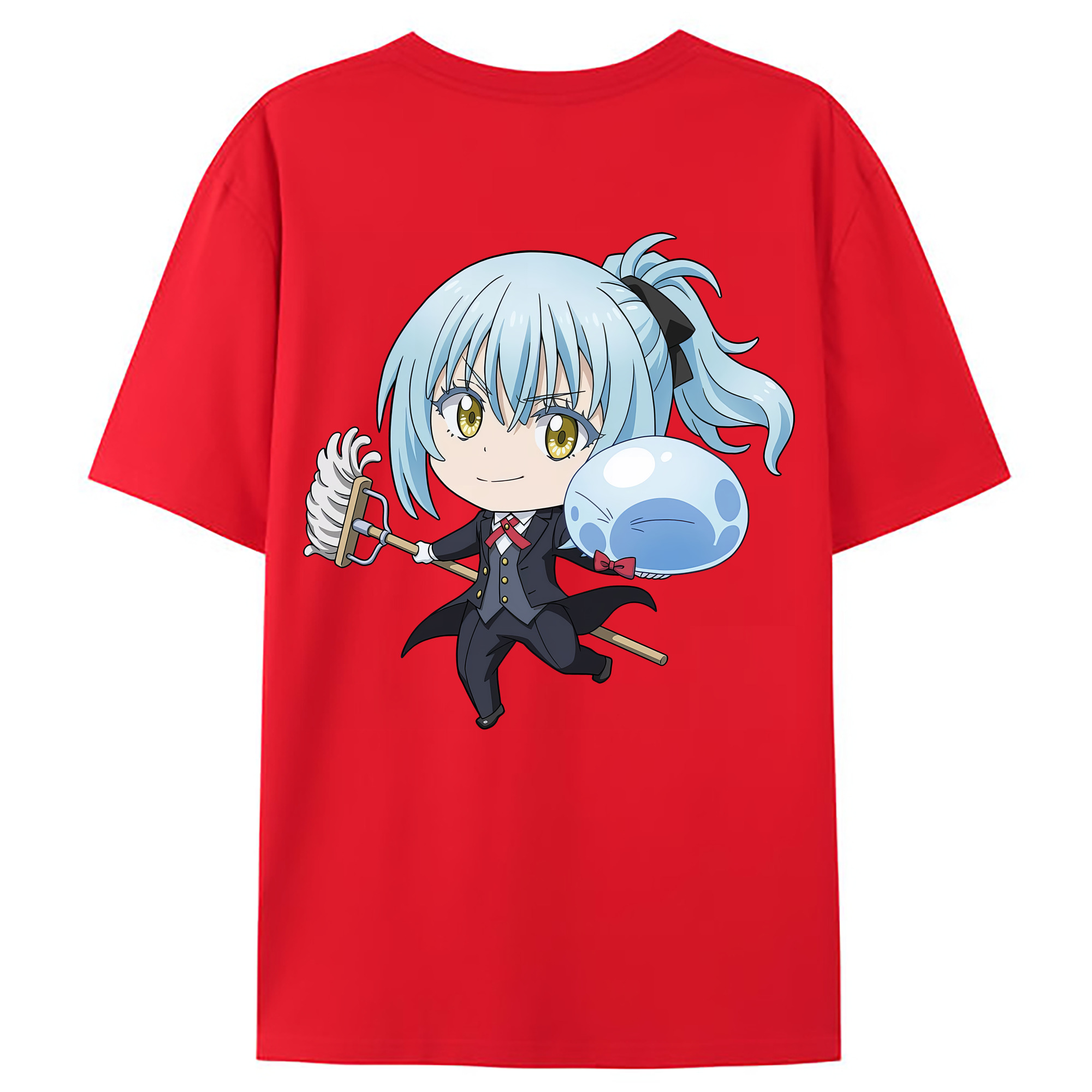 （画像用） 転スラ Regarding Reincarnated to Slime 綿100％ メンズ半袖Tシャツ（バックプリント） 通気性