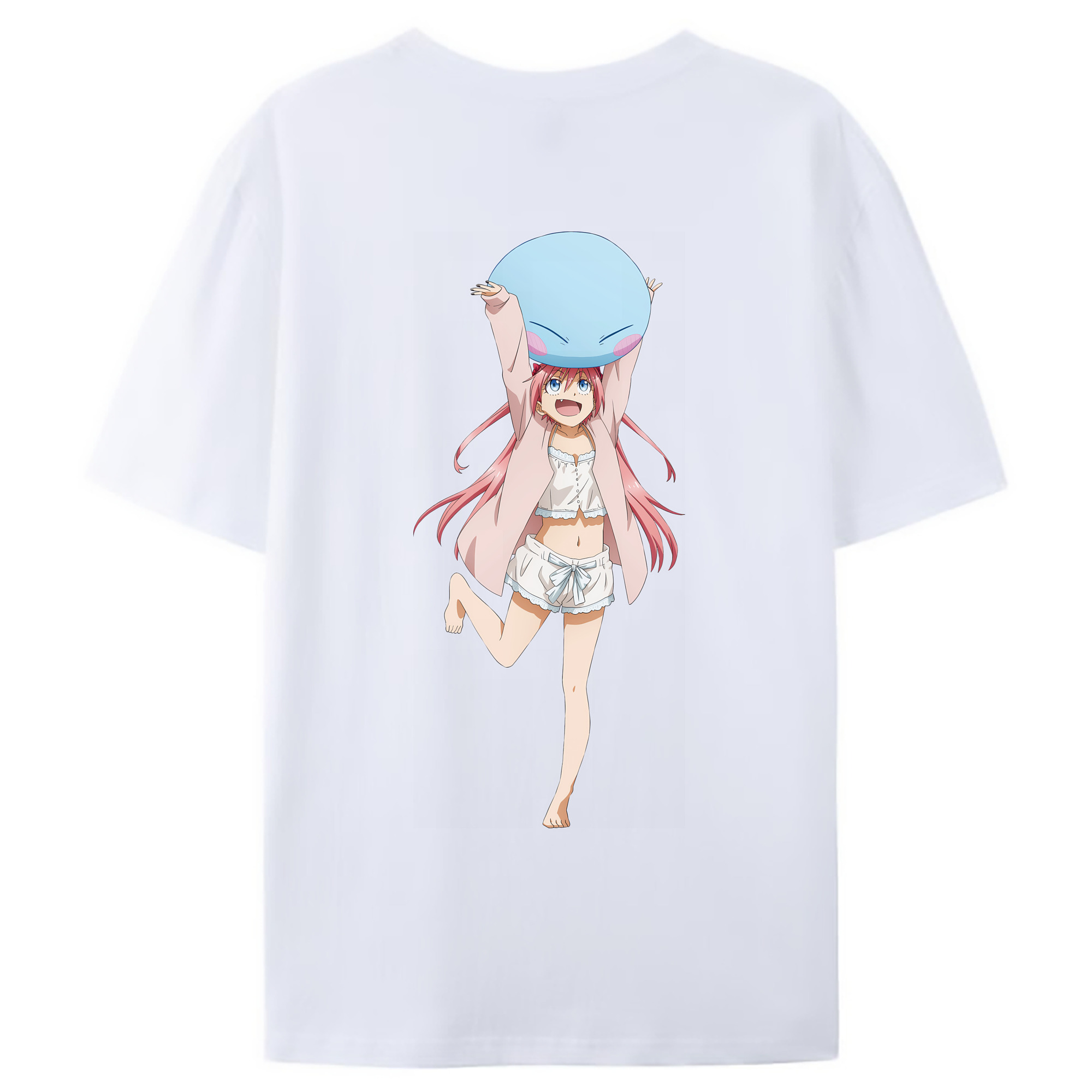 （画像用） 転スラ Regarding Reincarnated to Slime 綿100％ メンズ半袖Tシャツ（バックプリント） 通気性