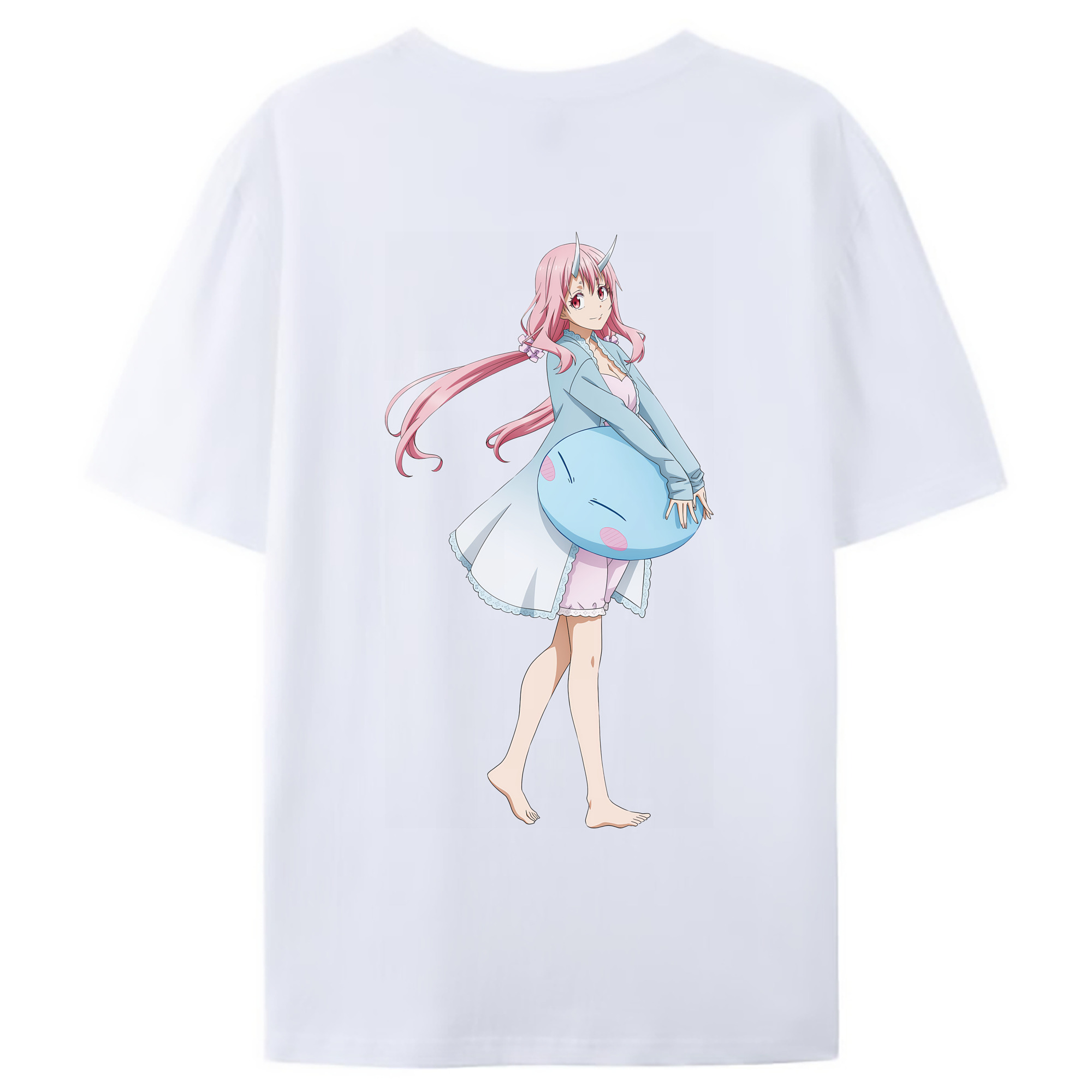 （画像用） 転スラ Regarding Reincarnated to Slime 綿100％ メンズ半袖Tシャツ（バックプリント） 通気性