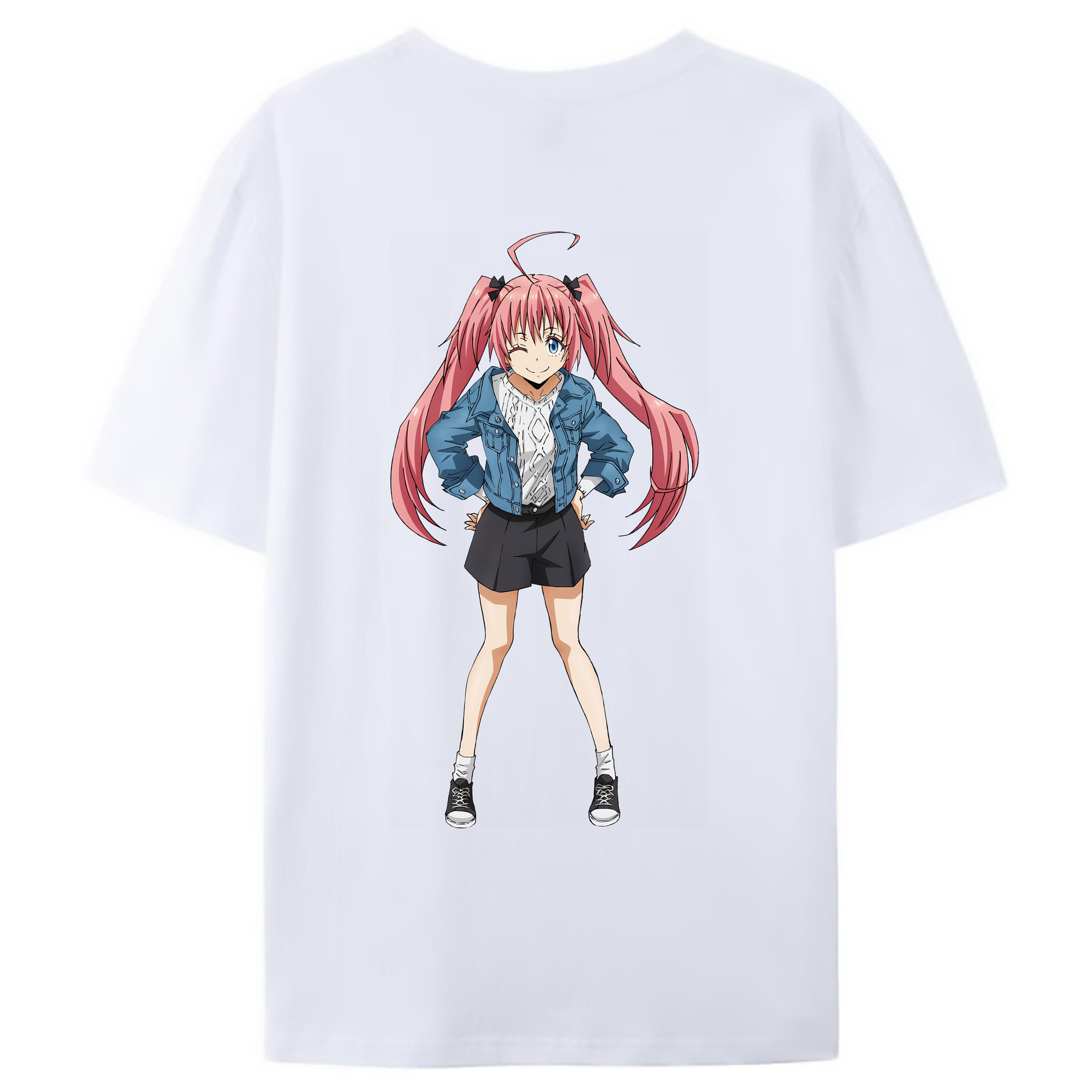 （画像用） 転スラ Regarding Reincarnated to Slime 綿100％ メンズ半袖Tシャツ（バックプリント） 通気性