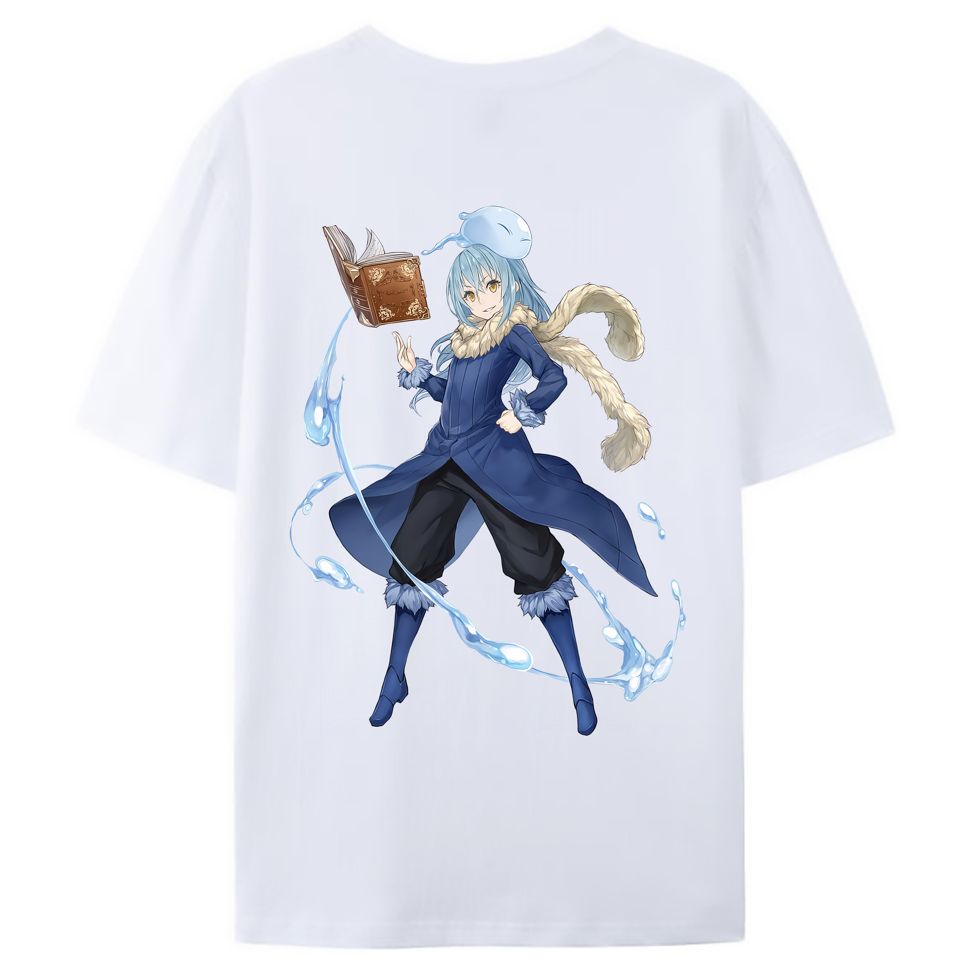 （画像用） 転スラ Regarding Reincarnated to Slime 綿100％ メンズ半袖Tシャツ（バックプリント） 通気性