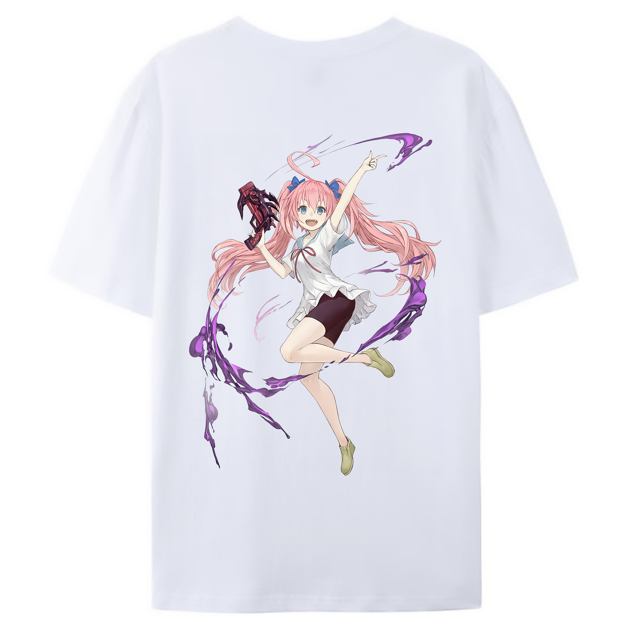 （画像用） 転スラ Regarding Reincarnated to Slime 綿100％ メンズ半袖Tシャツ（バックプリント） 通気性