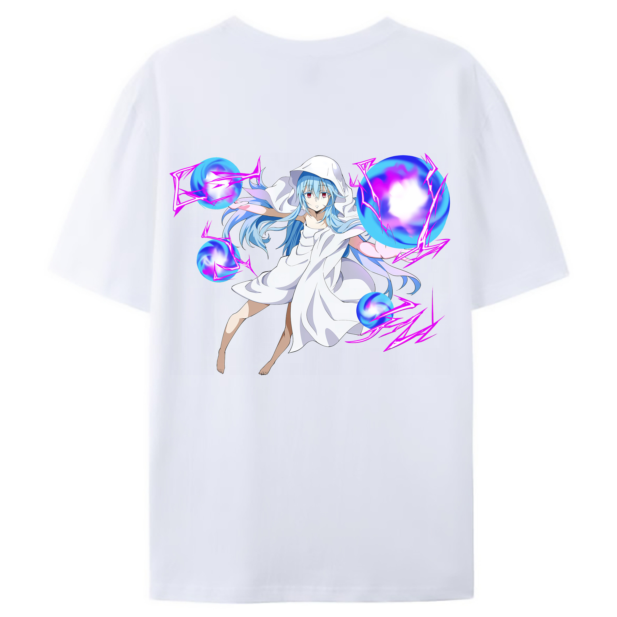 （画像用） 転スラ Regarding Reincarnated to Slime 綿100％ メンズ半袖Tシャツ（バックプリント） 通気性