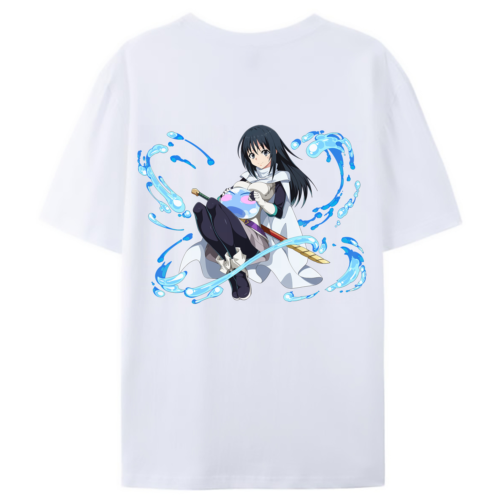 （画像用） 転スラ Regarding Reincarnated to Slime 綿100％ メンズ半袖Tシャツ（バックプリント） 通気性