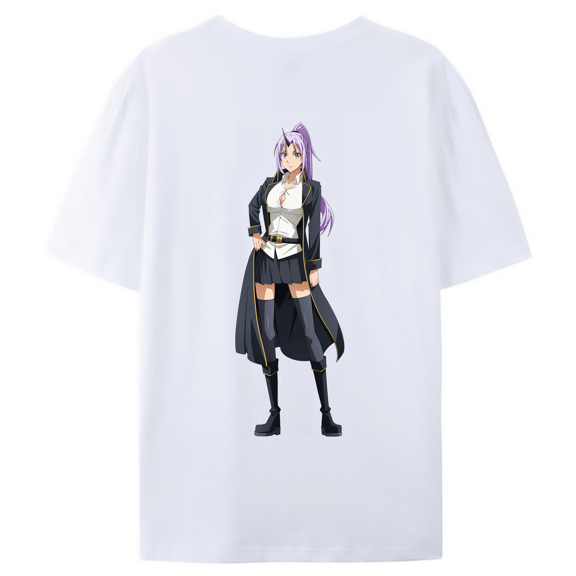 （画像用） 転スラ Regarding Reincarnated to Slime 綿100％ メンズ半袖Tシャツ（バックプリント） 通気性