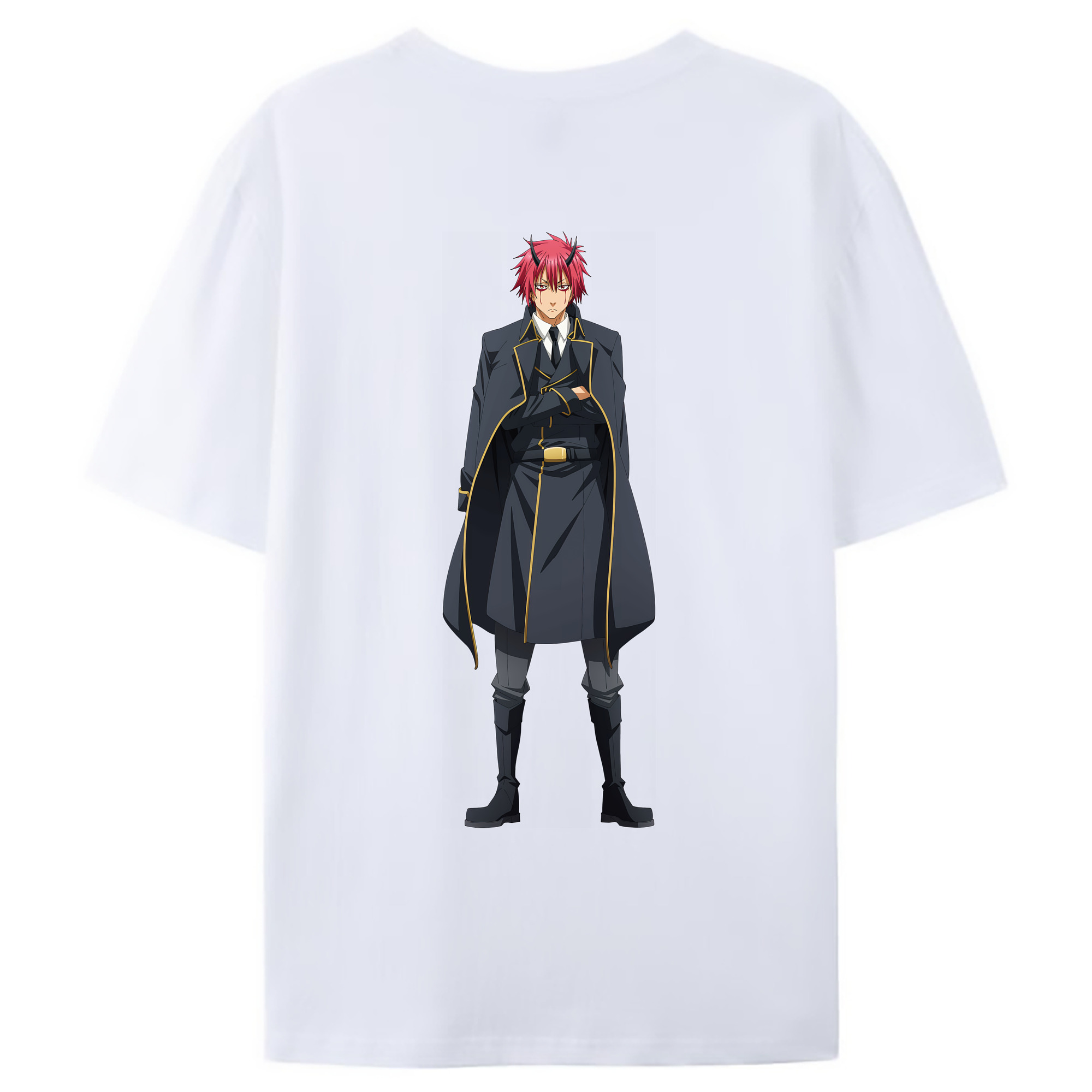 （画像用） 転スラ Regarding Reincarnated to Slime 綿100％ メンズ半袖Tシャツ（バックプリント） 通気性