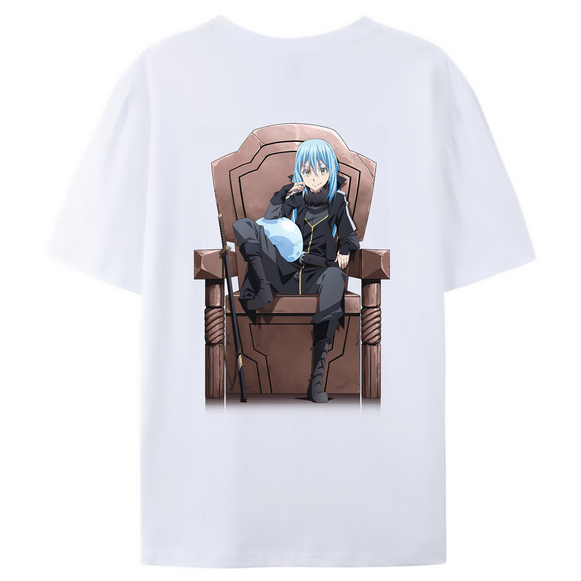 （画像用） 転スラ Regarding Reincarnated to Slime 綿100％ メンズ半袖Tシャツ（バックプリント） 通気性