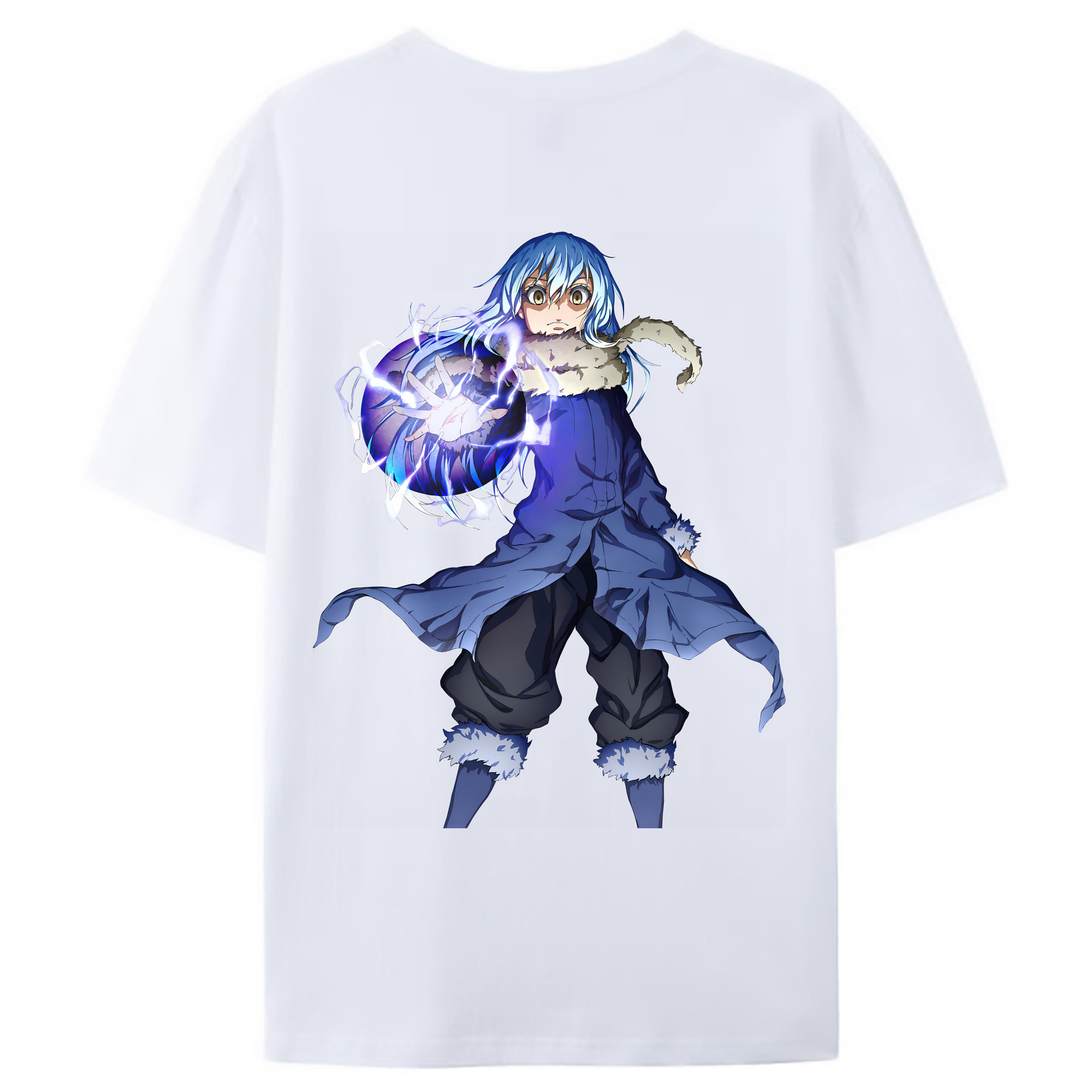 （画像用） 転スラ Regarding Reincarnated to Slime 綿100％ メンズ半袖Tシャツ（バックプリント） 通気性