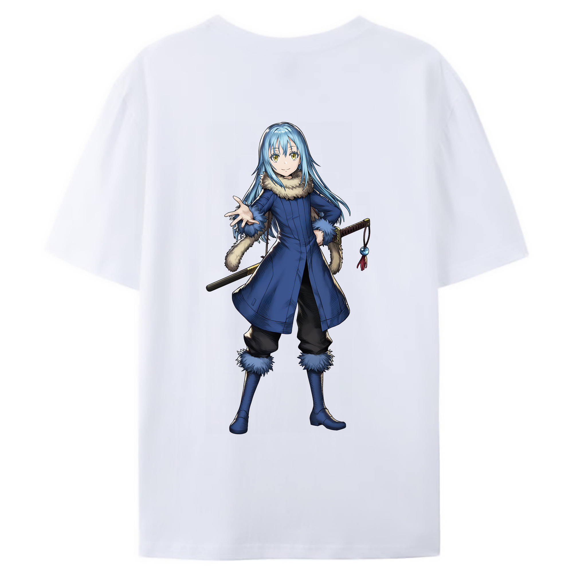 （画像用） 転スラ Regarding Reincarnated to Slime 綿100％ メンズ半袖Tシャツ（バックプリント） 通気性