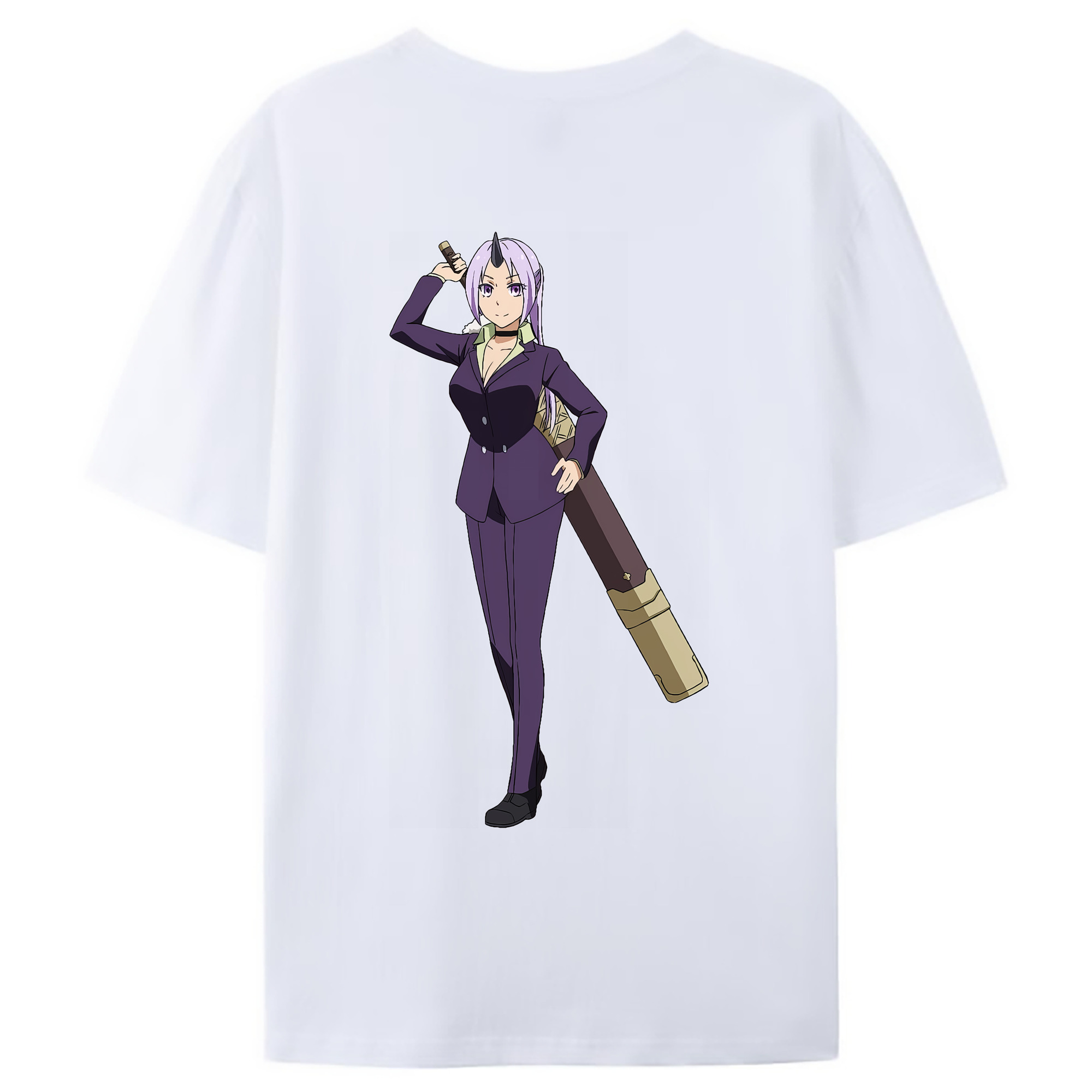 （画像用） 転スラ Regarding Reincarnated to Slime 綿100％ メンズ半袖Tシャツ（バックプリント） 通気性