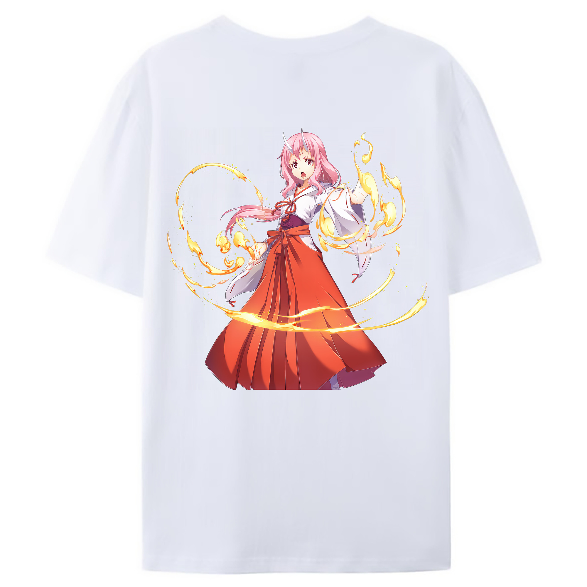（画像用） 転スラ Regarding Reincarnated to Slime 綿100％ メンズ半袖Tシャツ（バックプリント） 通気性