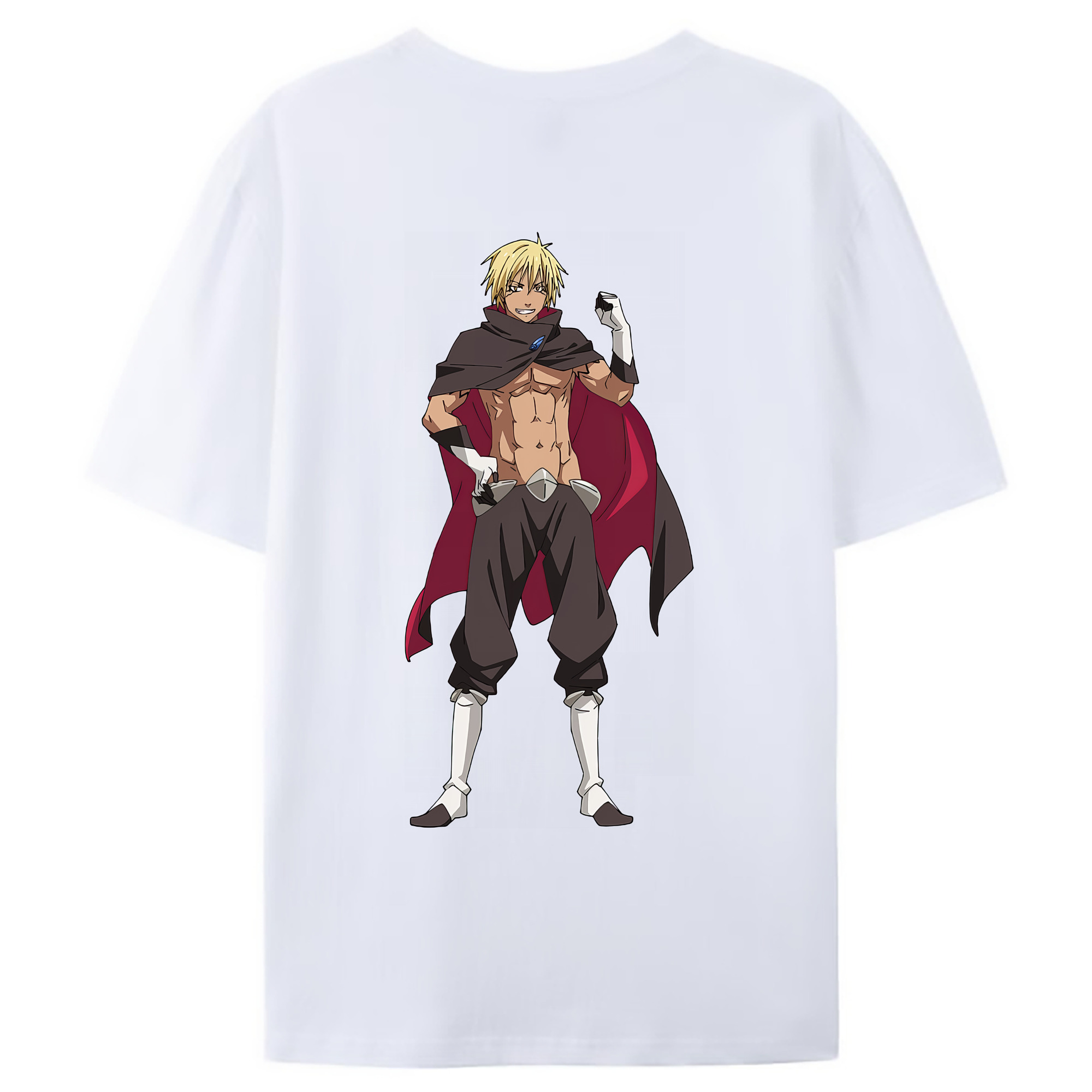 （画像用） 転スラ Regarding Reincarnated to Slime 綿100％ メンズ半袖Tシャツ（バックプリント） 通気性