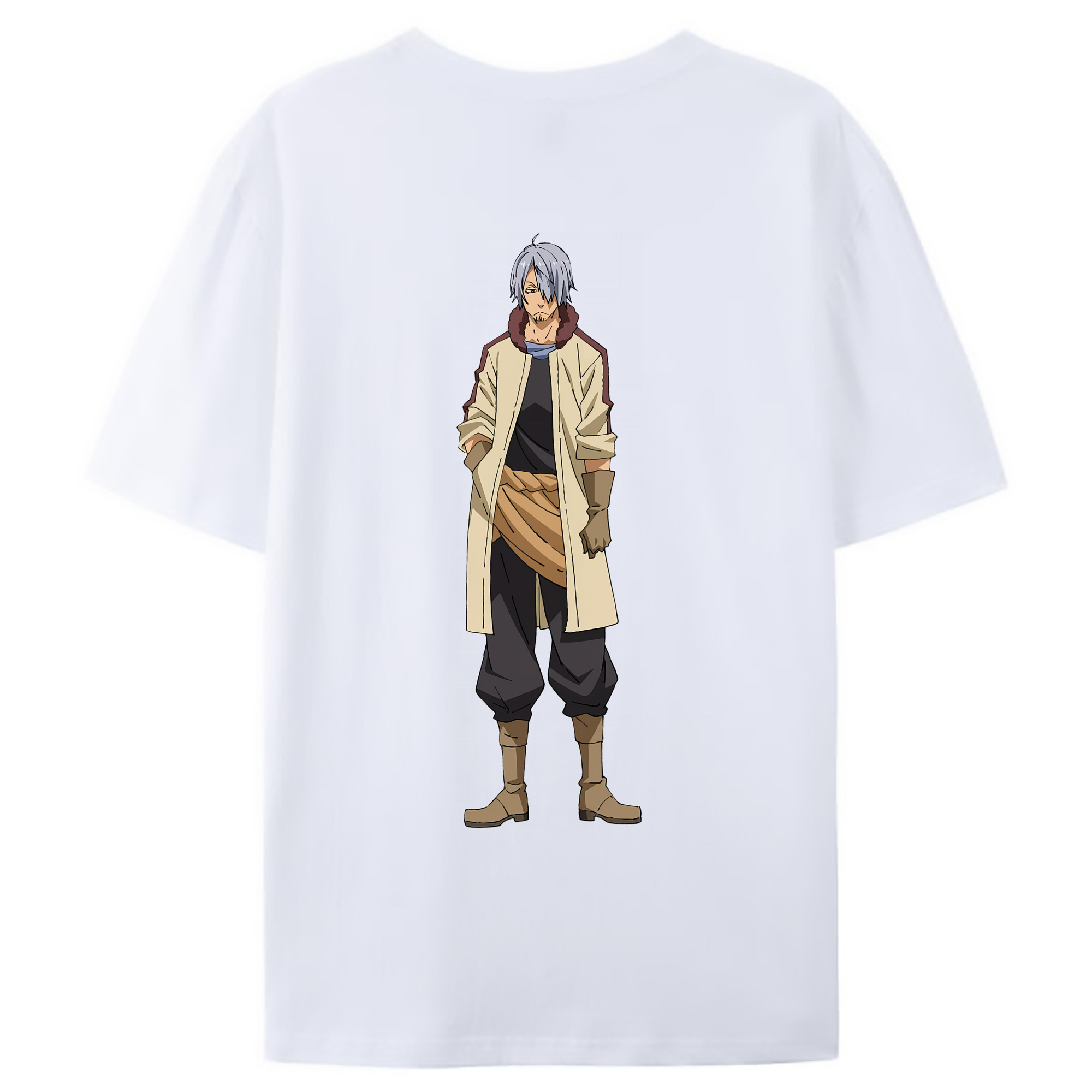 （画像用） 転スラ Regarding Reincarnated to Slime 綿100％ メンズ半袖Tシャツ（バックプリント） 通気性