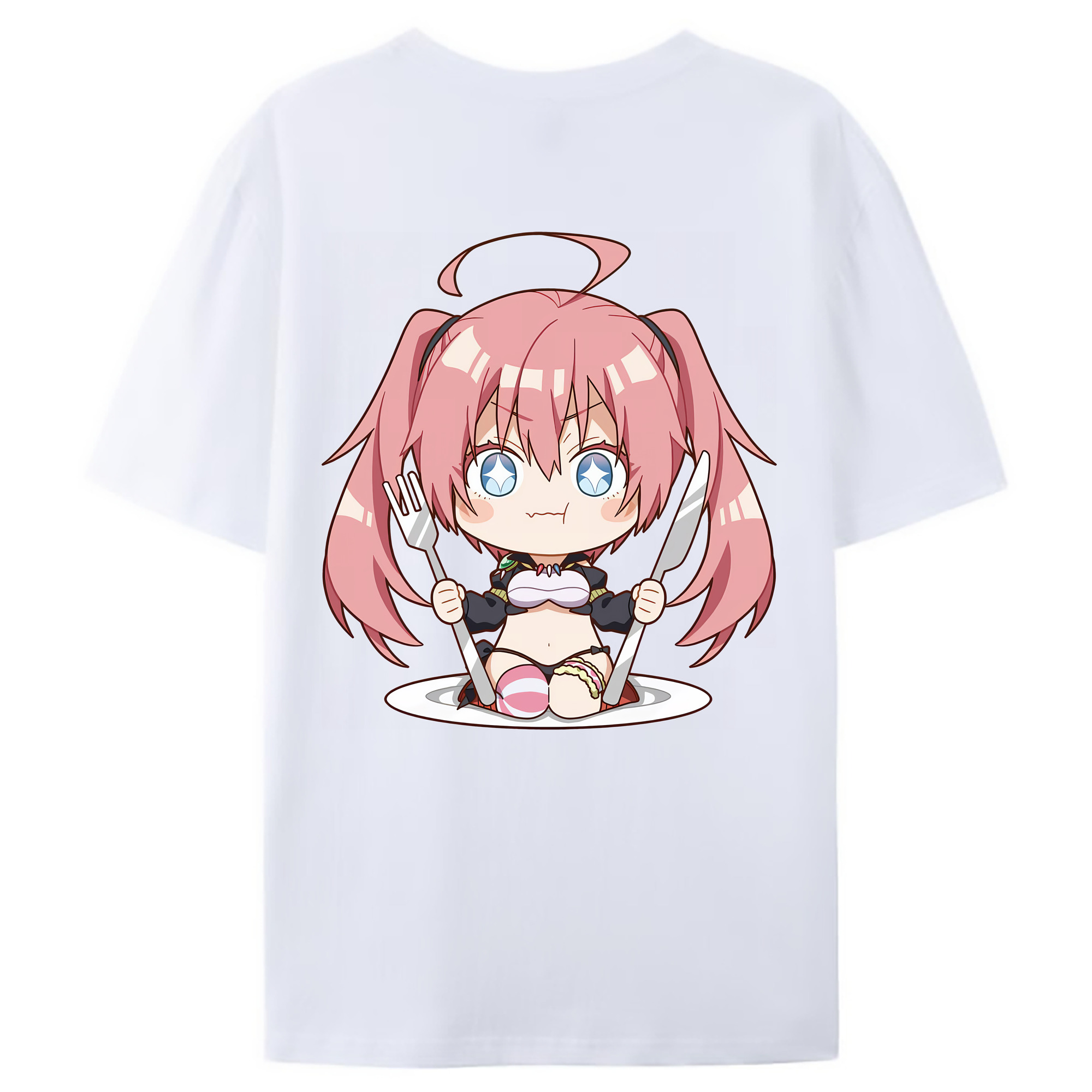 （画像用） 転スラ Regarding Reincarnated to Slime 綿100％ メンズ半袖Tシャツ（バックプリント） 通気性