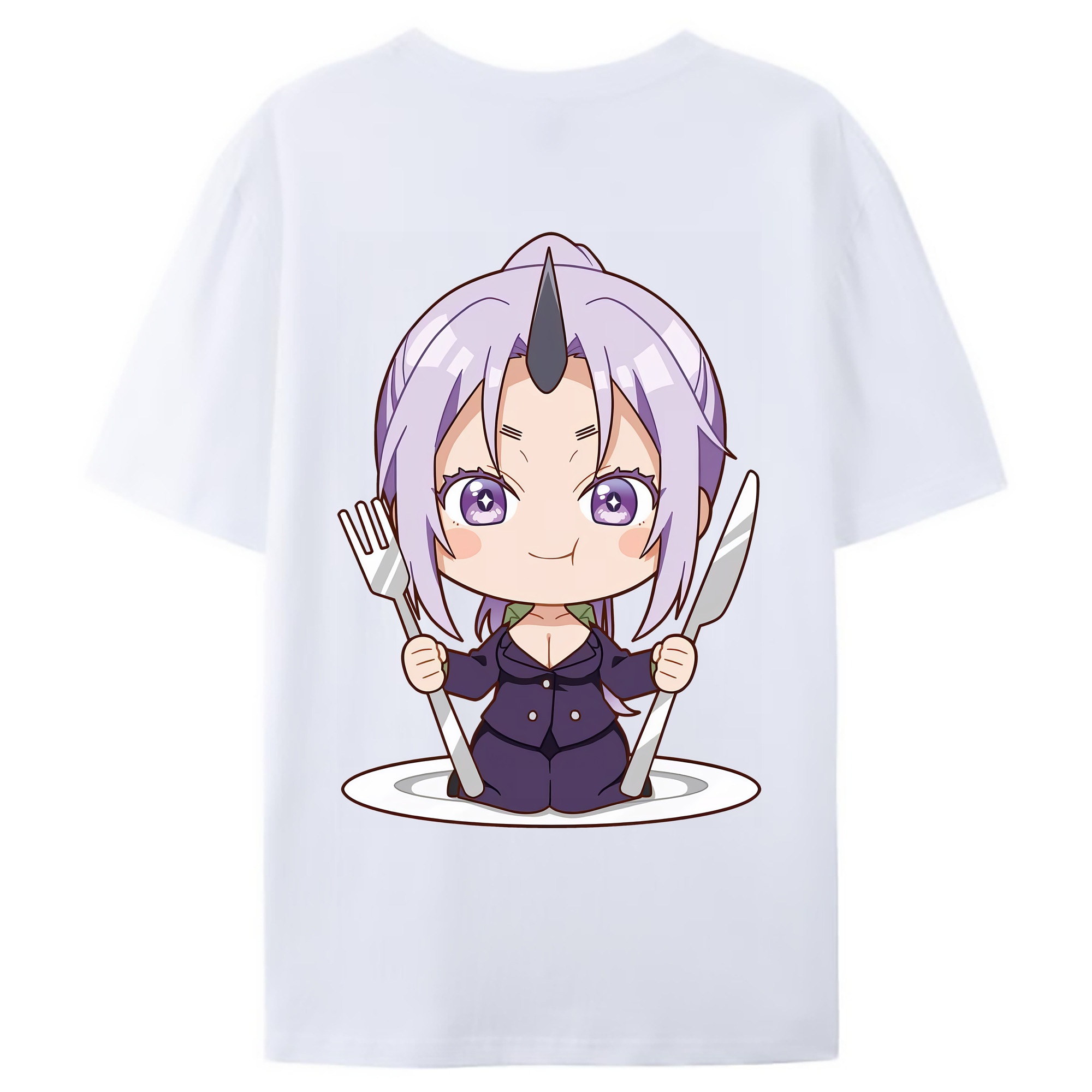 （画像用） 転スラ Regarding Reincarnated to Slime 綿100％ メンズ半袖Tシャツ（バックプリント） 通気性