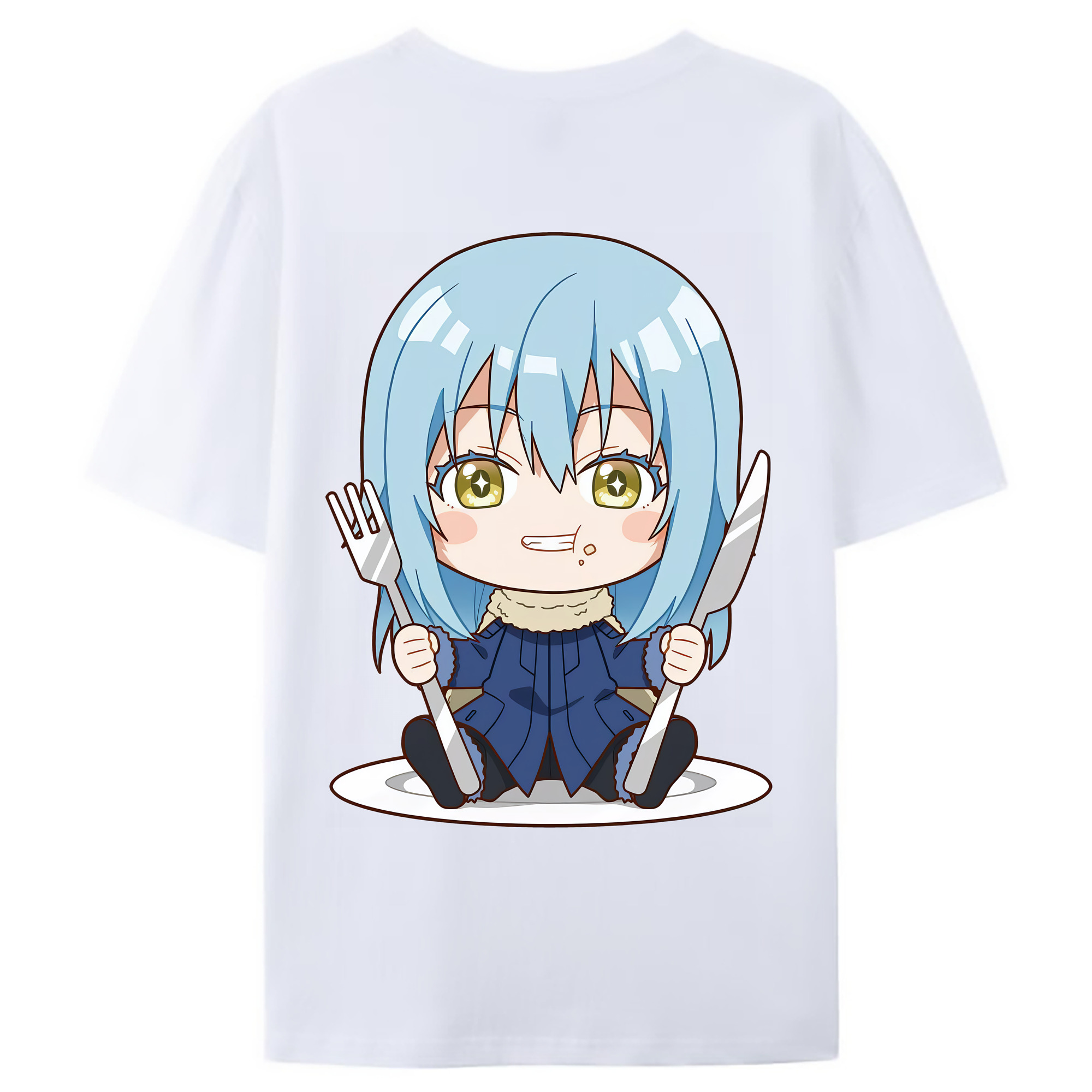 （画像用） 転スラ Regarding Reincarnated to Slime 綿100％ メンズ半袖Tシャツ（バックプリント） 通気性