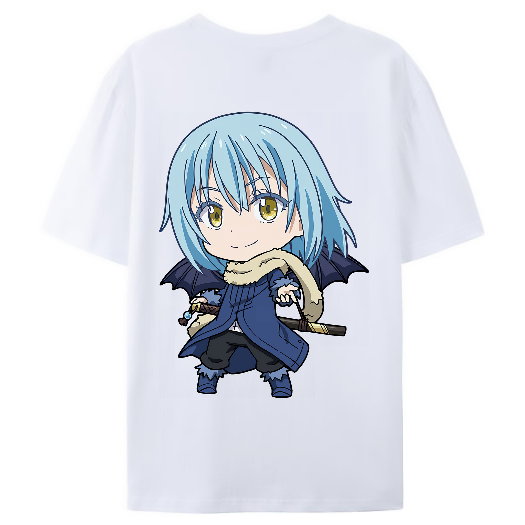 （画像用） 転スラ Regarding Reincarnated to Slime 綿100％ メンズ半袖Tシャツ（バックプリント） 通気性