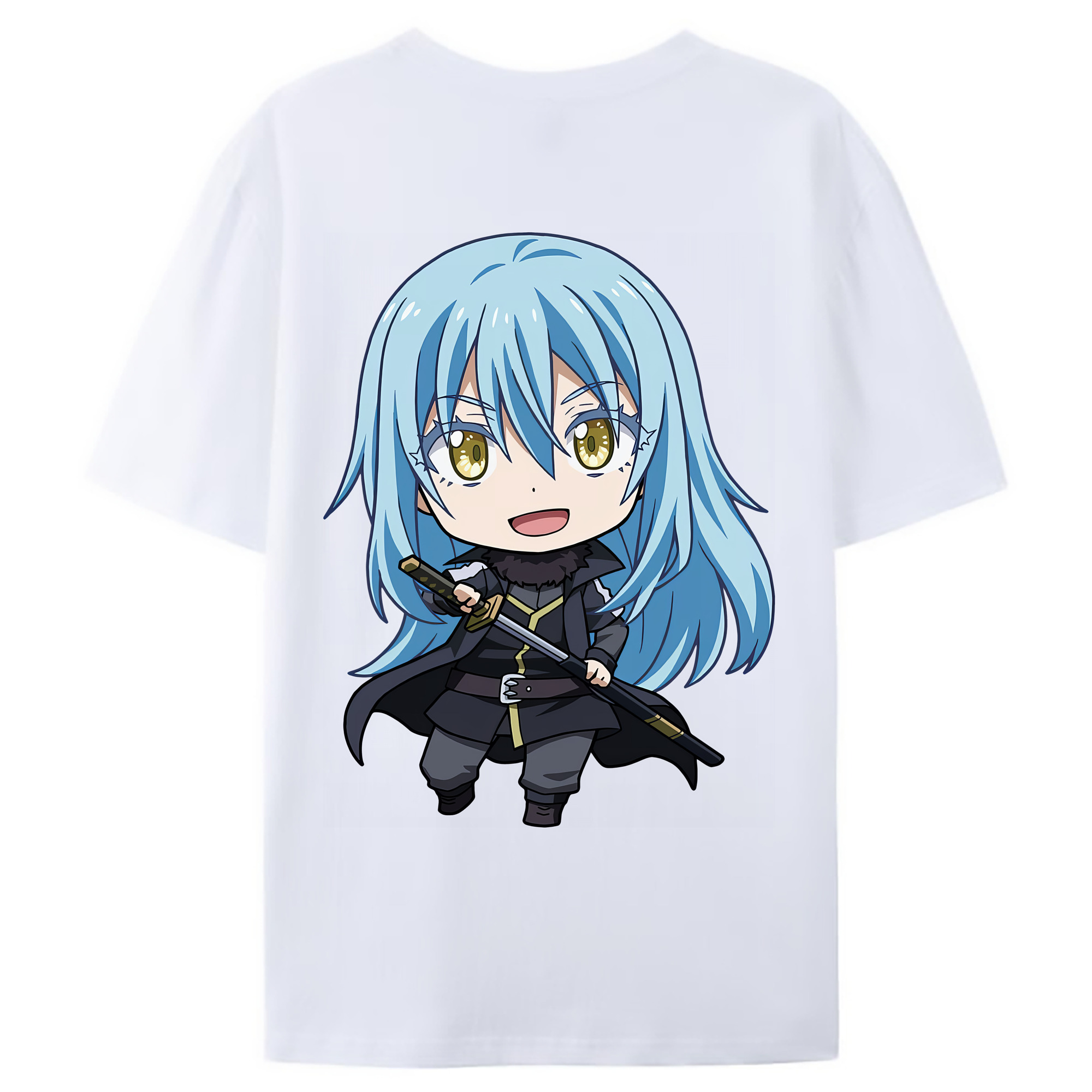 （画像用） 転スラ Regarding Reincarnated to Slime 綿100％ メンズ半袖Tシャツ（バックプリント） 通気性